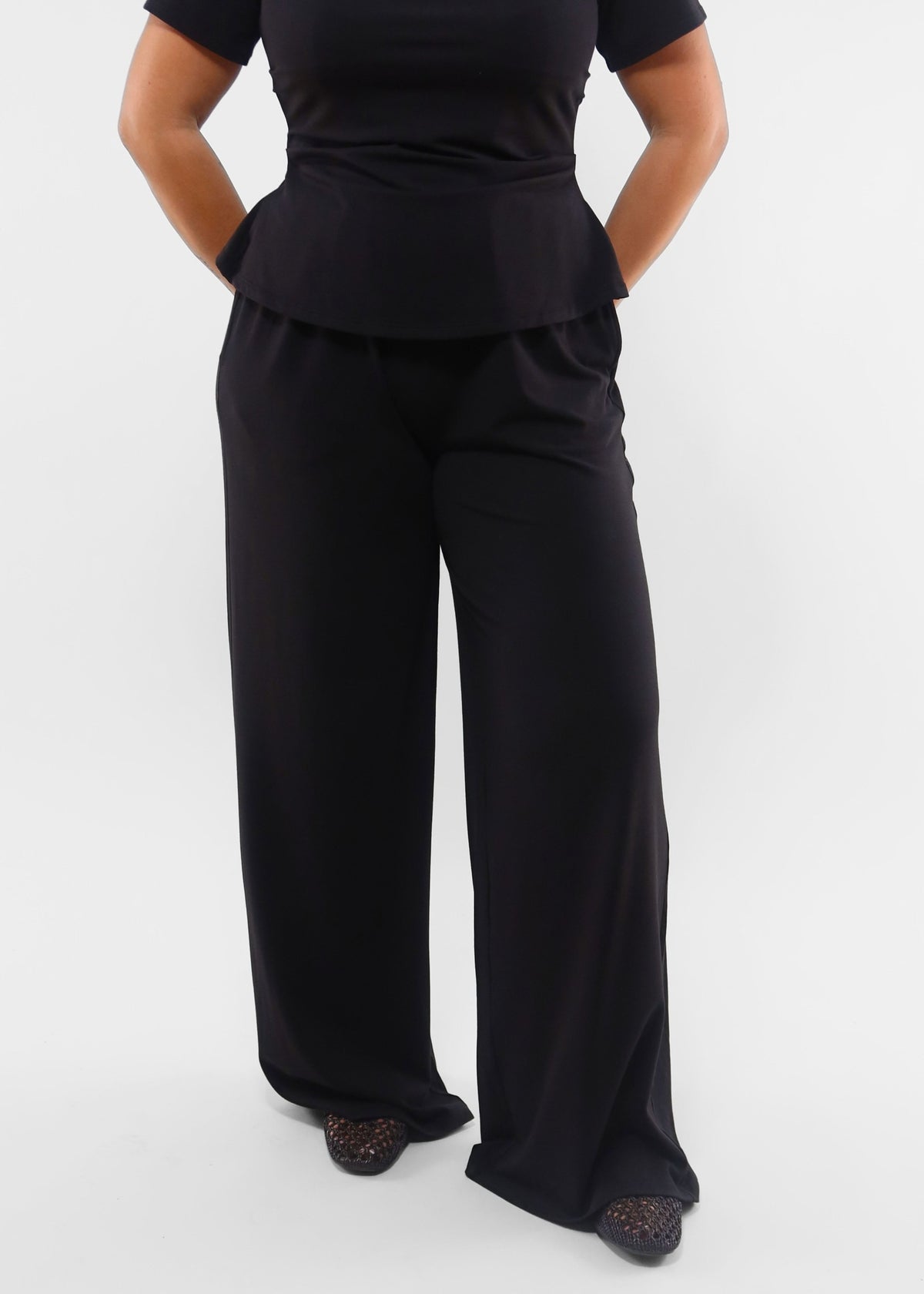 Refined Nara Wide Leg Black Trouser