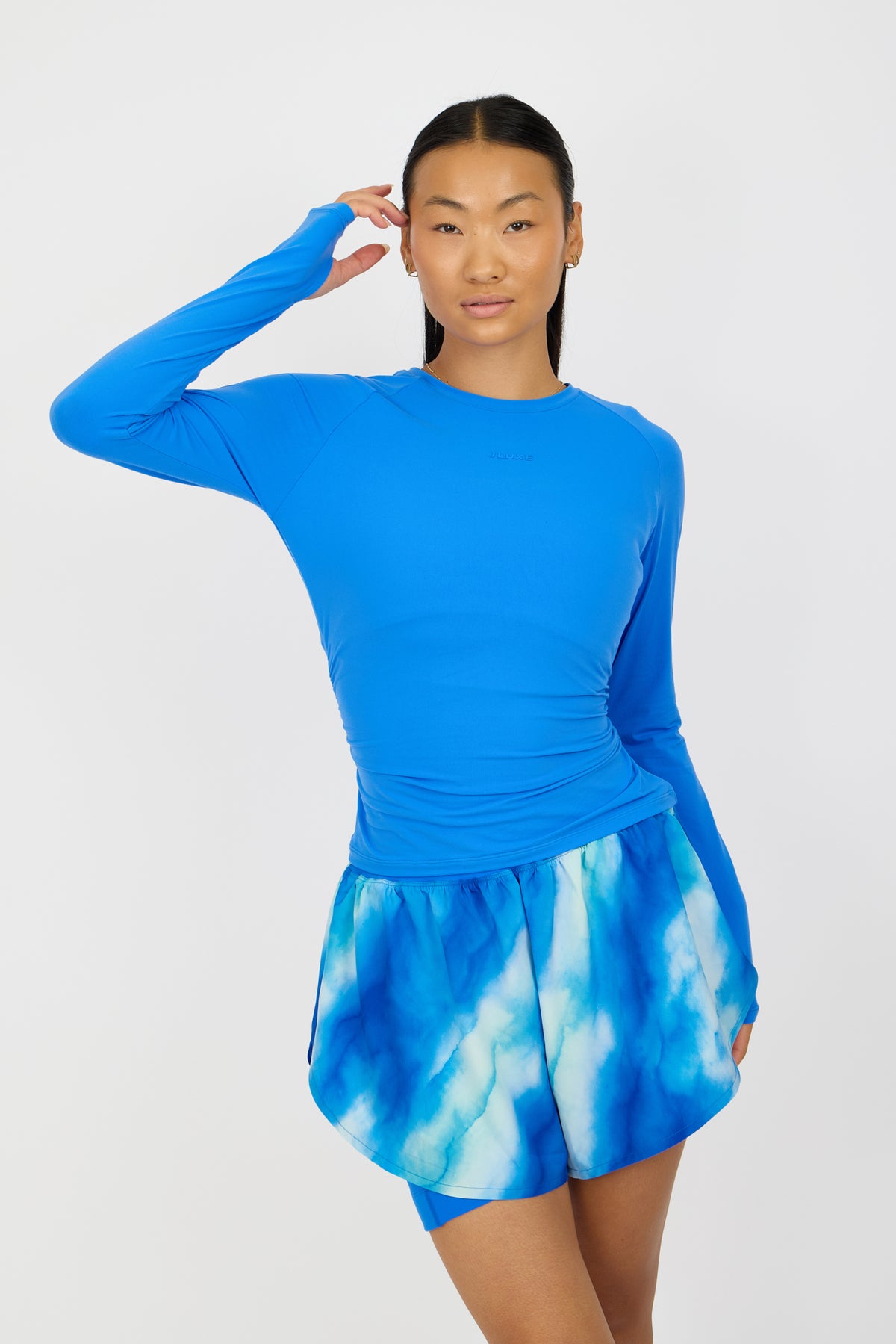 Air Soft Motion Long Sleeve Ocean Blue Top