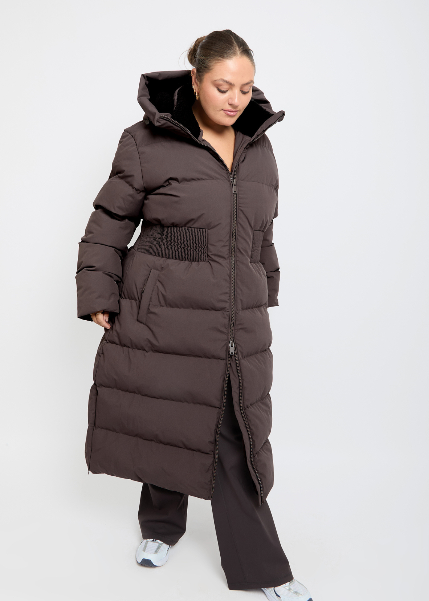 Contour Longline Deep Mocha Puffer Coat - Pre order