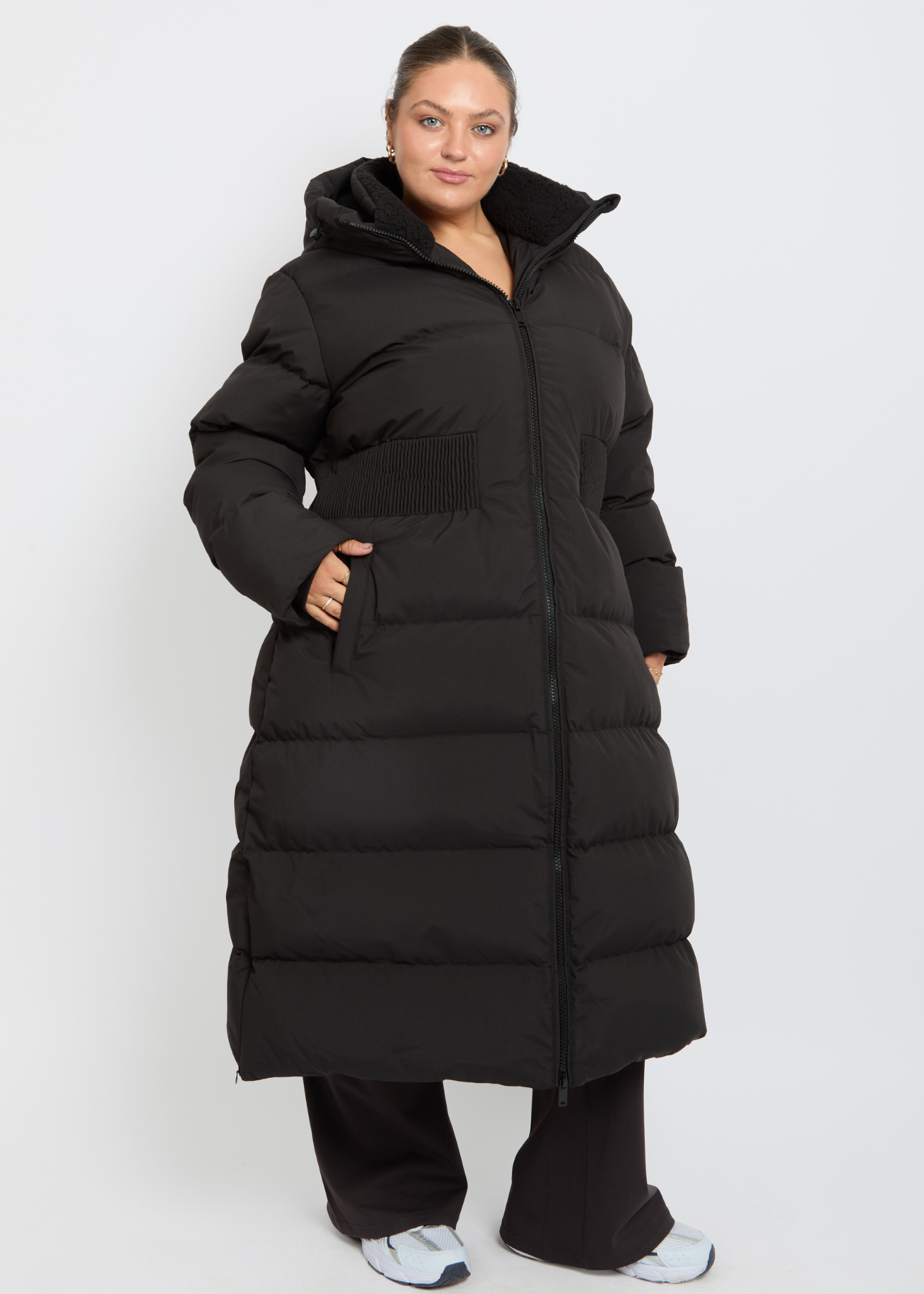 Contour Longline Black Puffer Coat