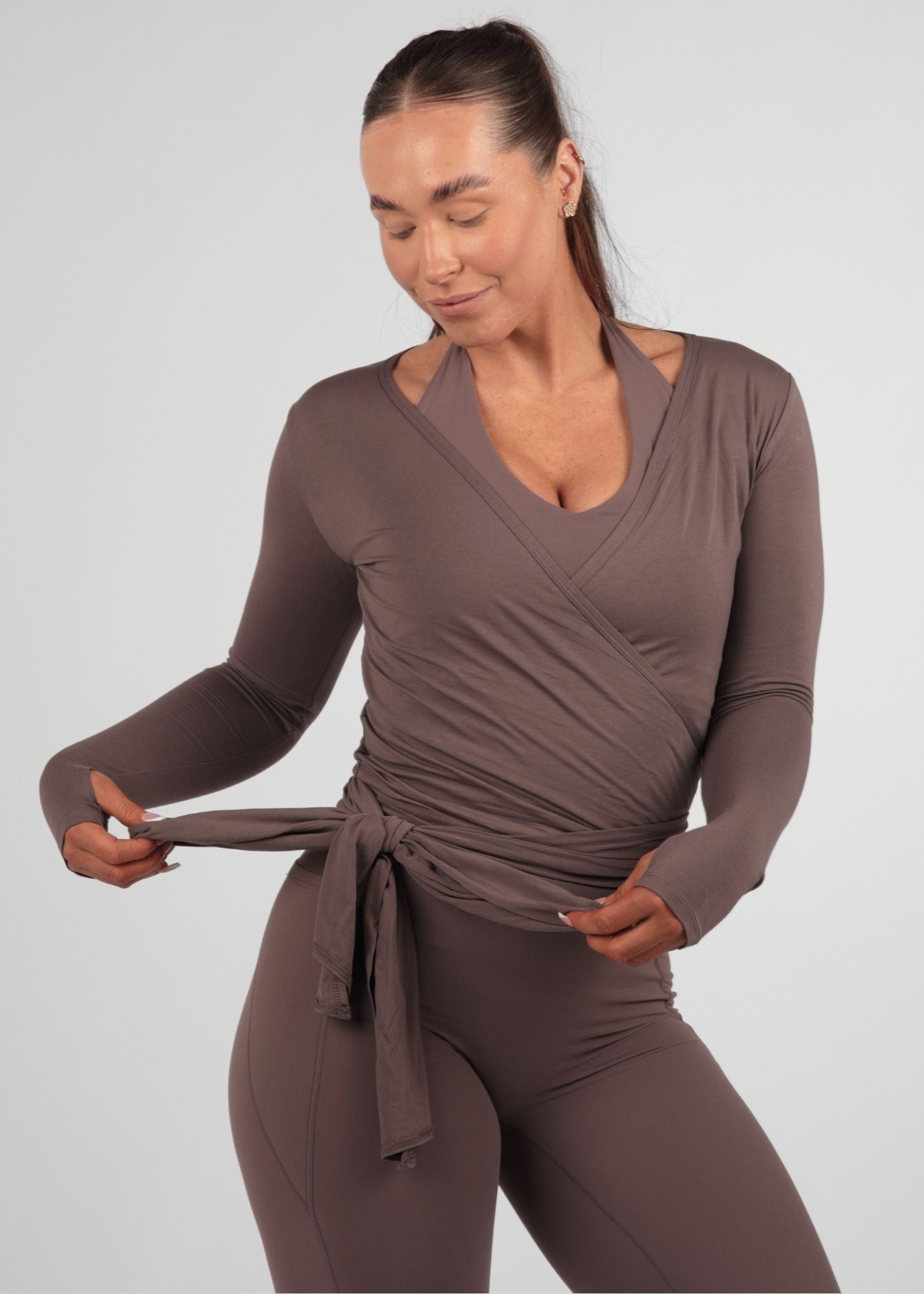 Ultra Soft Bamboo Latte Wrap Top