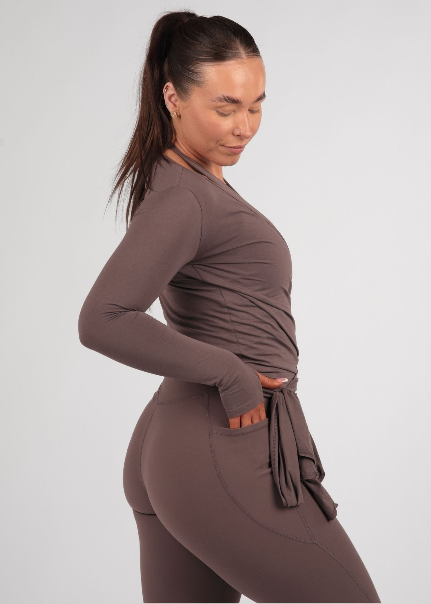 Ultra Soft Bamboo Latte Wrap Top