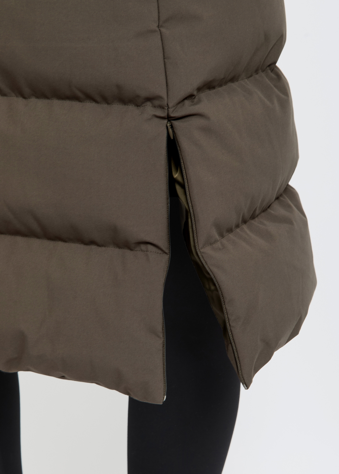 Contour Longline Khaki Puffer Coat