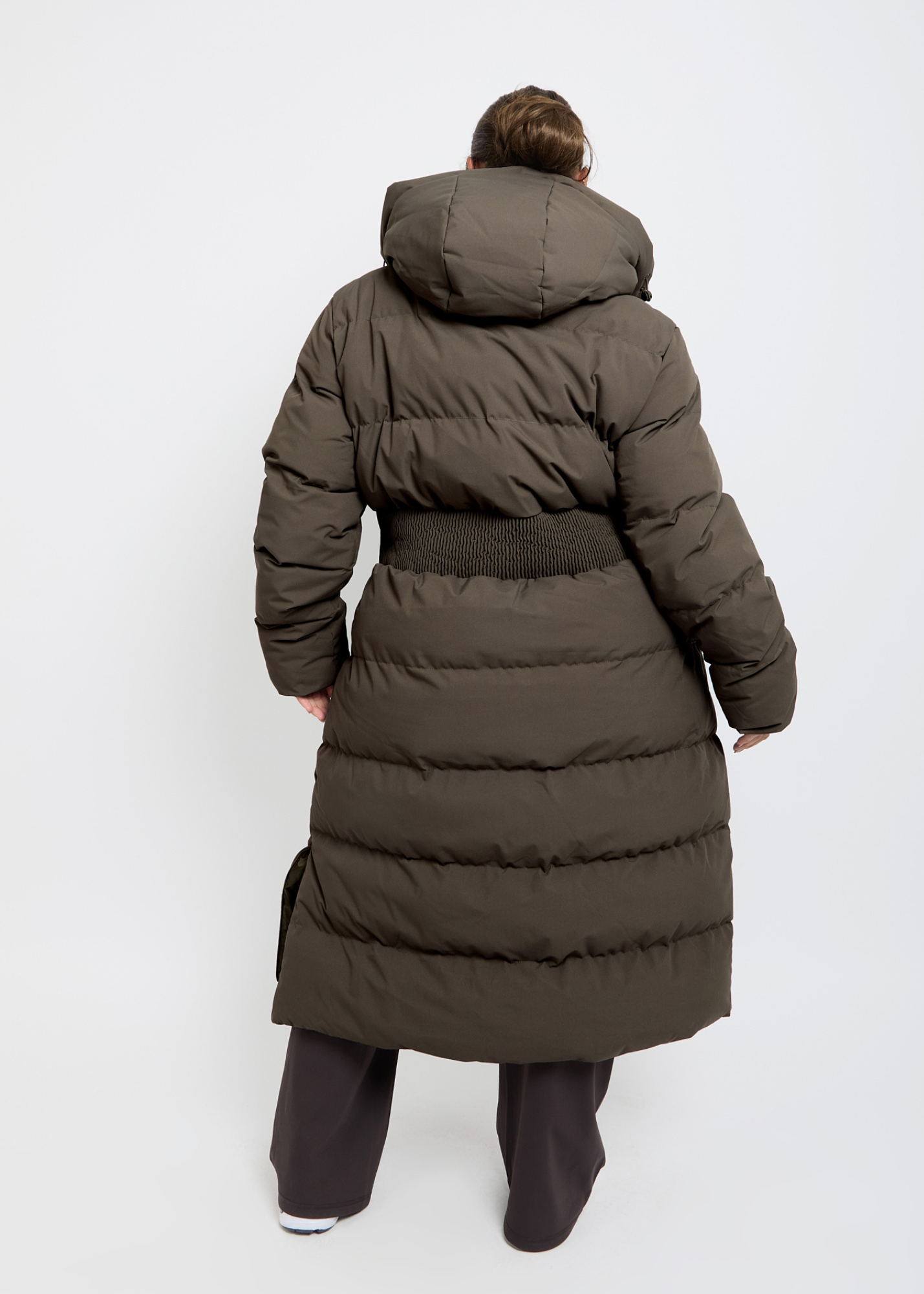Contour Longline Khaki Puffer Coat - Pre Order