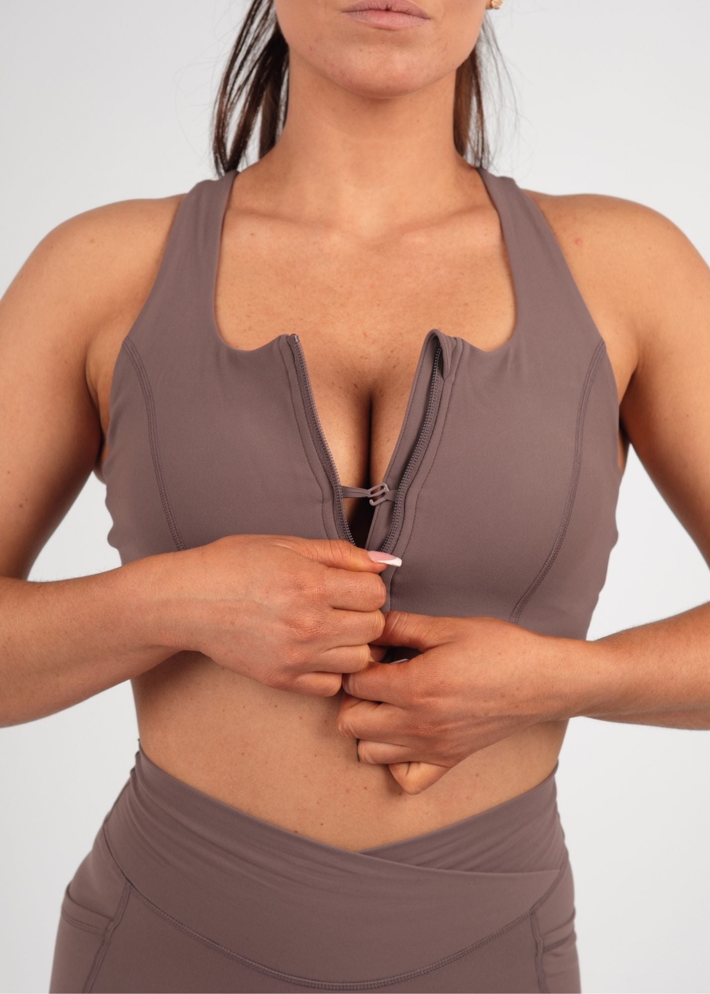 Soft Form Recycled Latte Zip Bra