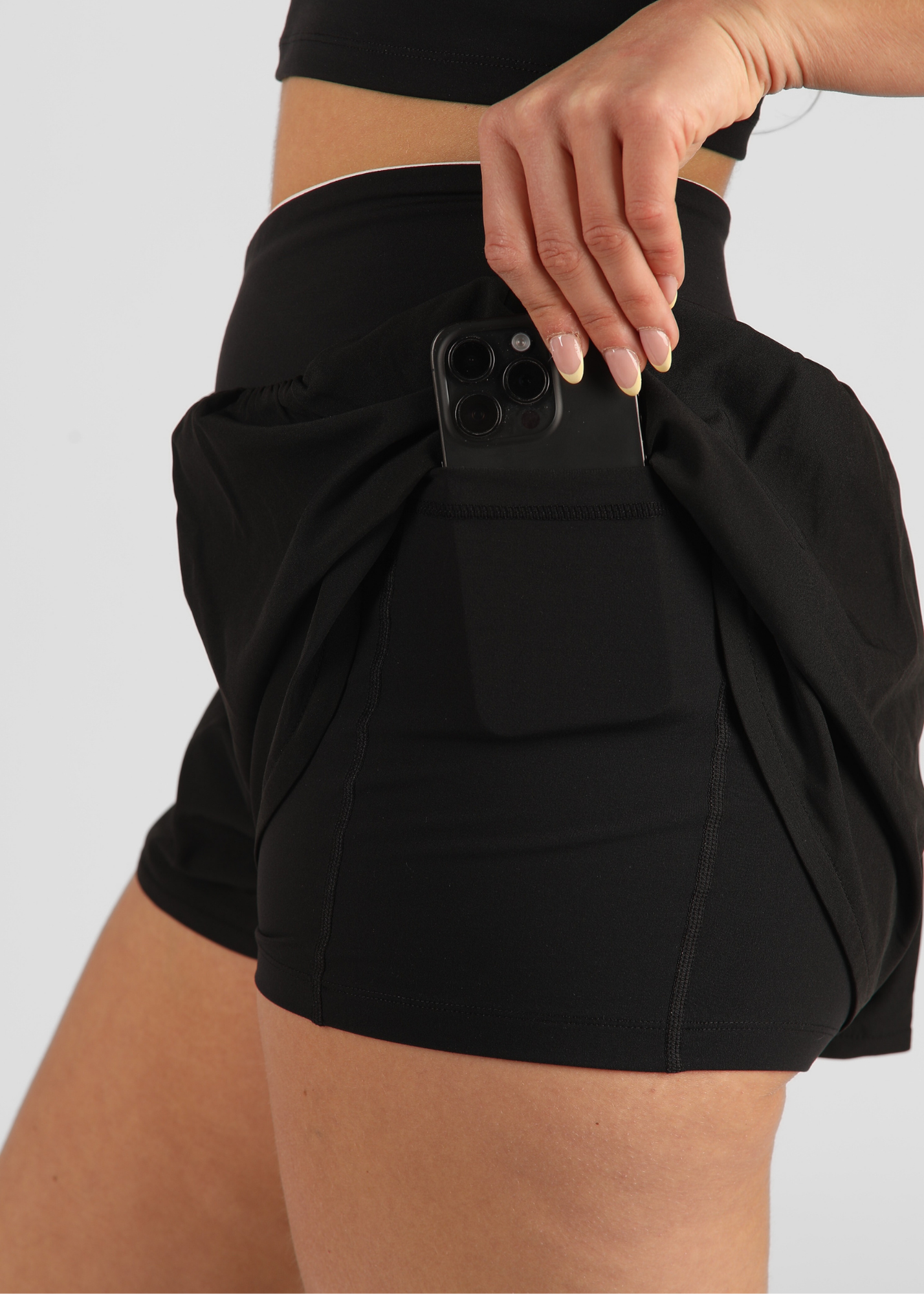 FormLuxe Black Wrap Dual Layer Shorts