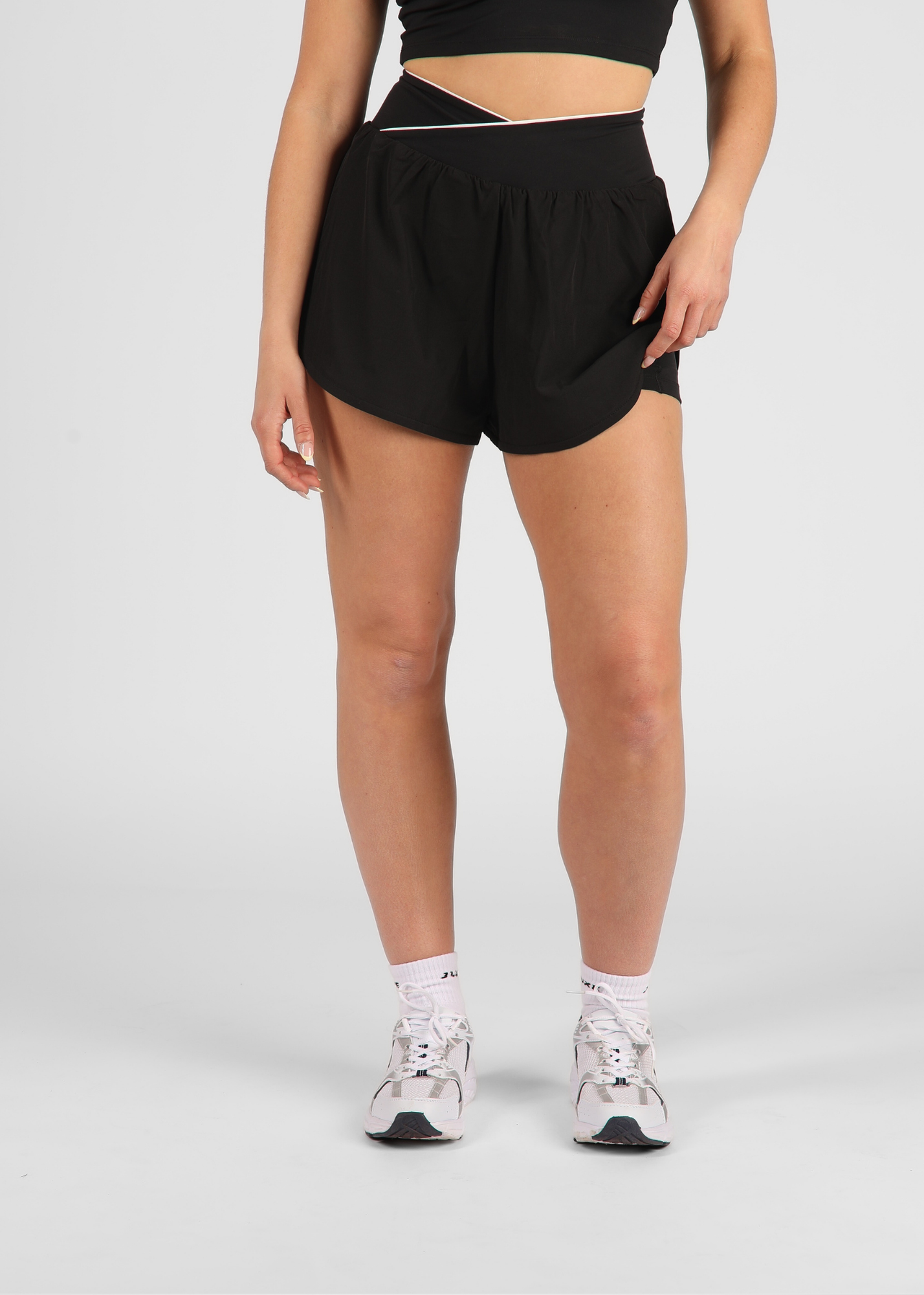 FormLuxe Black Wrap Dual Layer Shorts