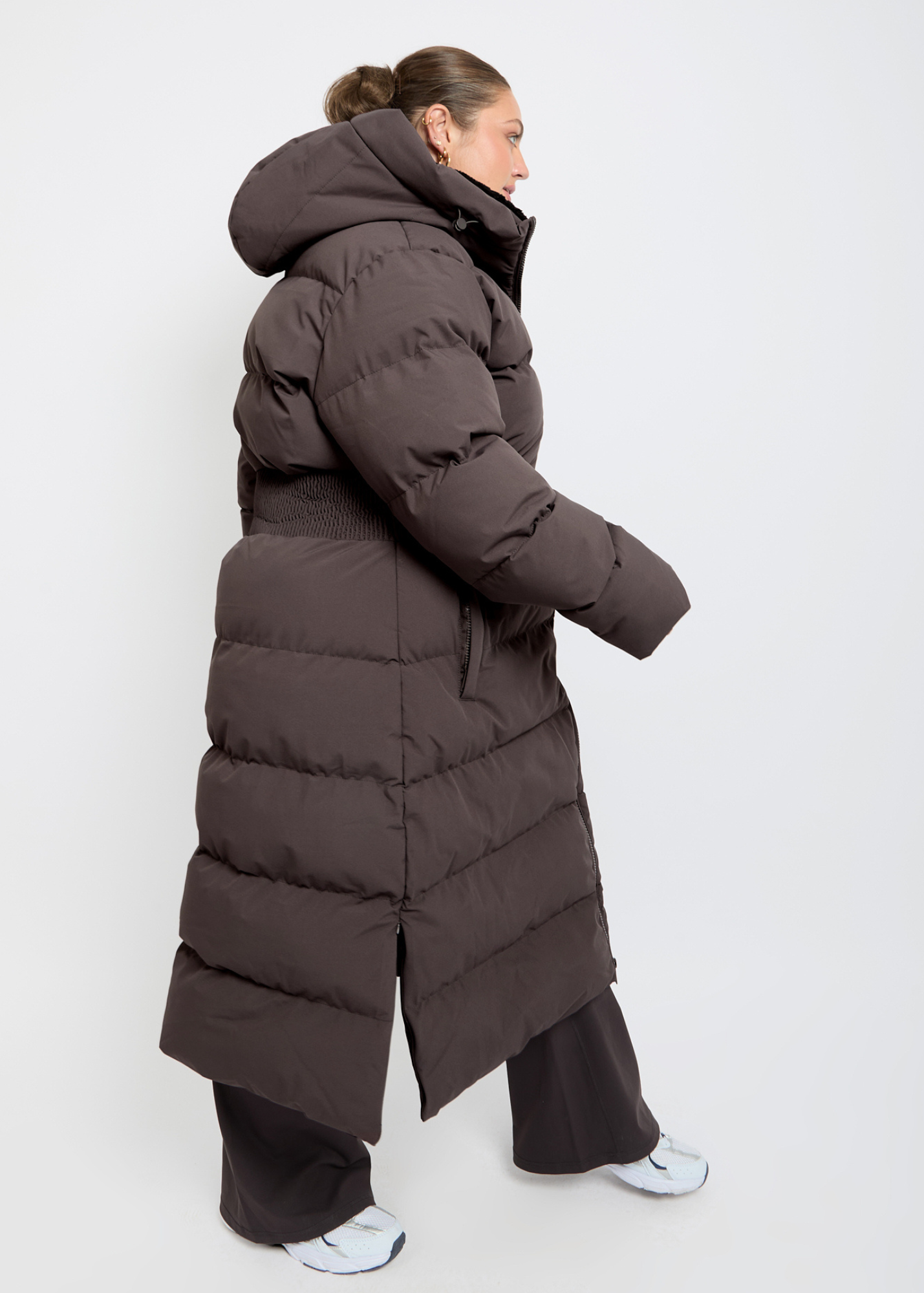 Contour Longline Deep Mocha Puffer Coat - Pre order