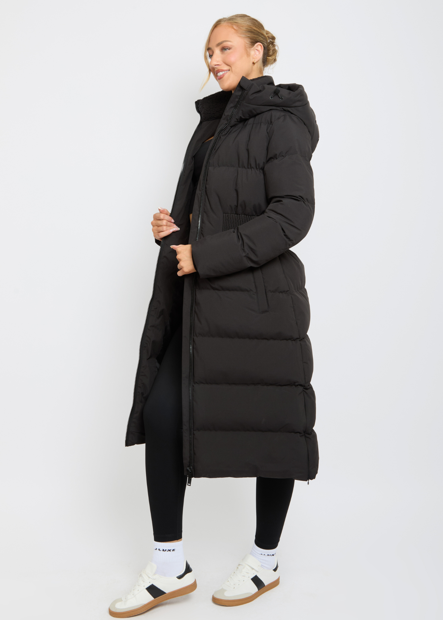 Contour Longline Black Puffer Coat