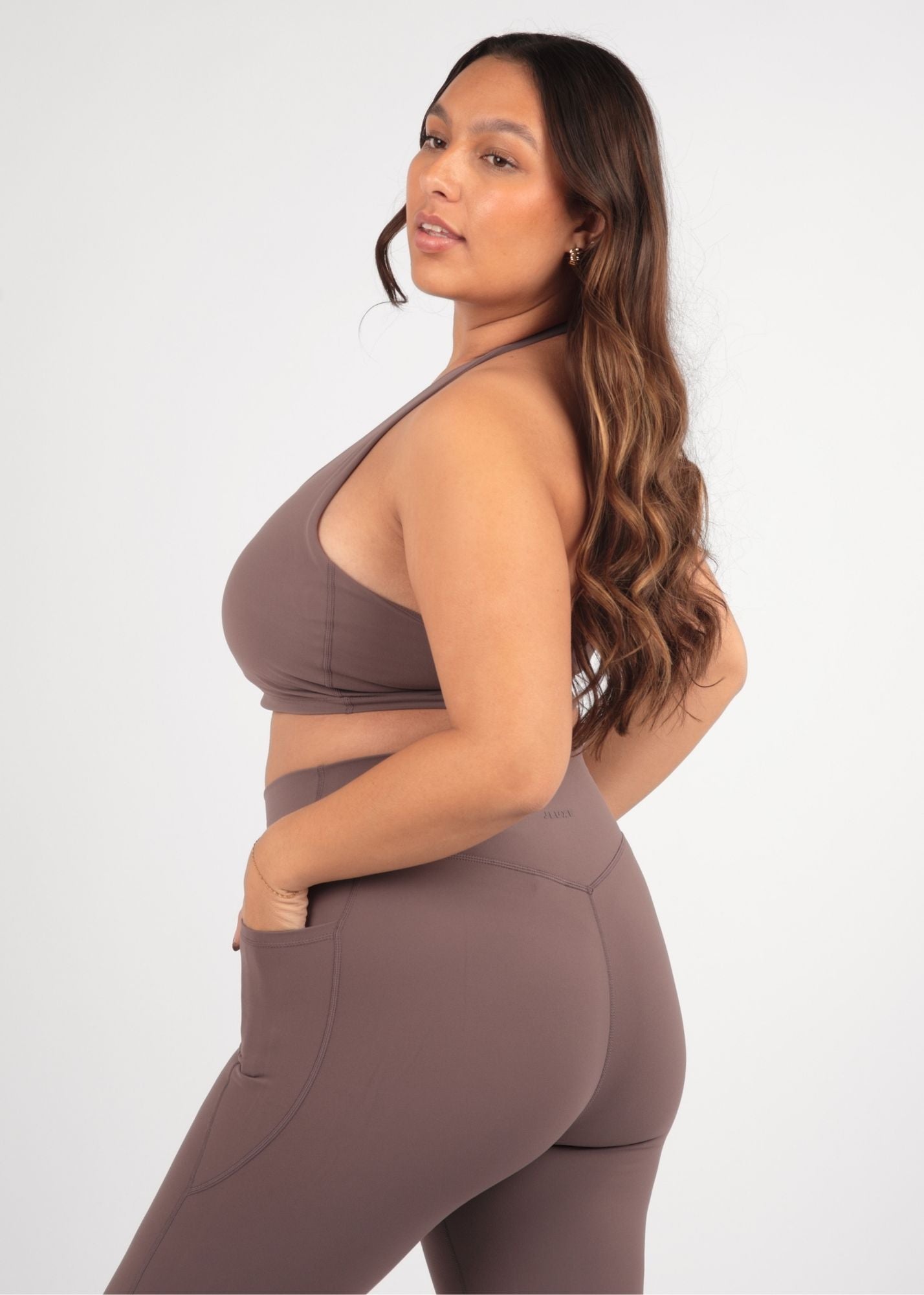 Soft Form Recycled Latte Halter Neck Sports Bra