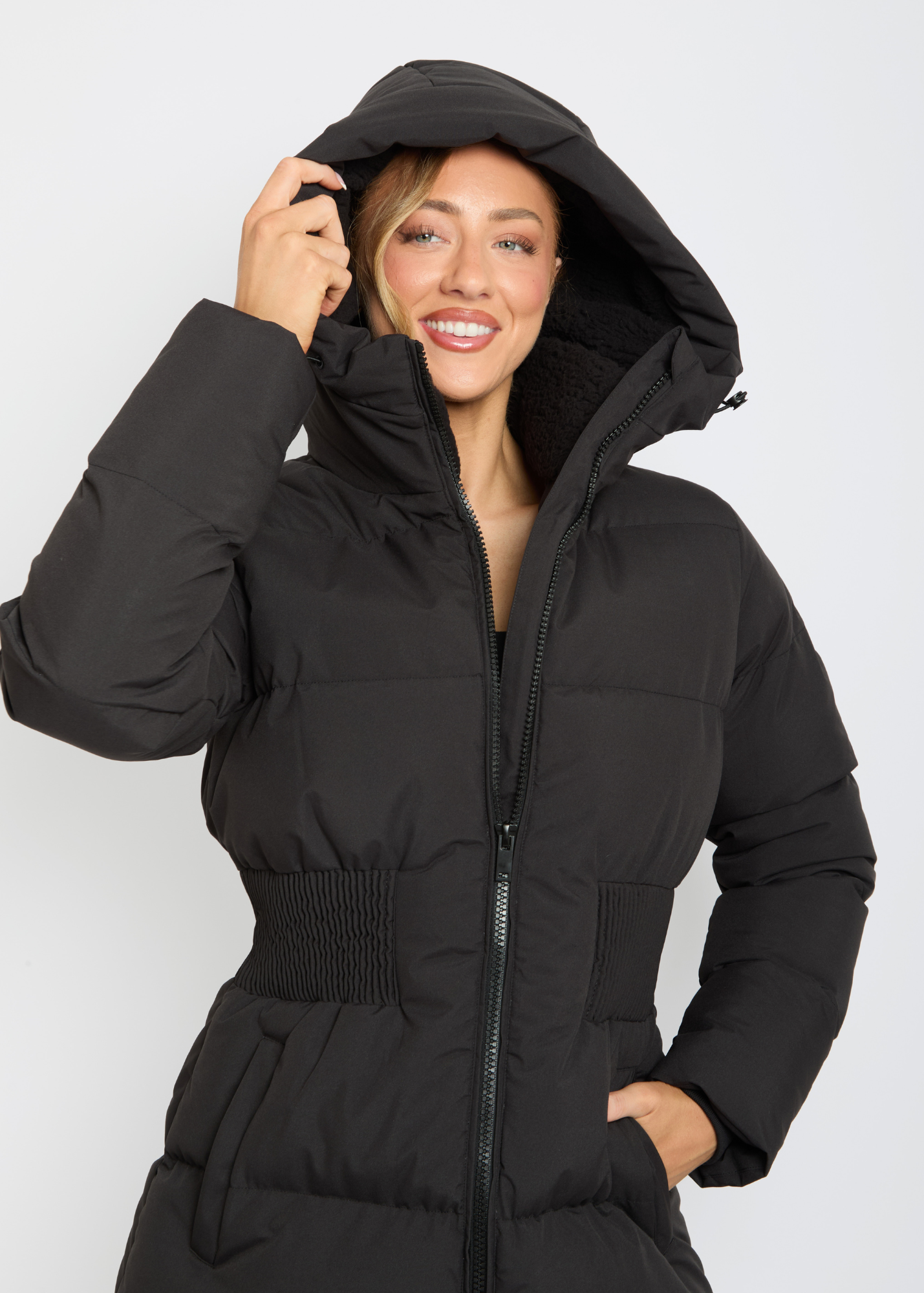 Contour Longline Black Puffer Coat