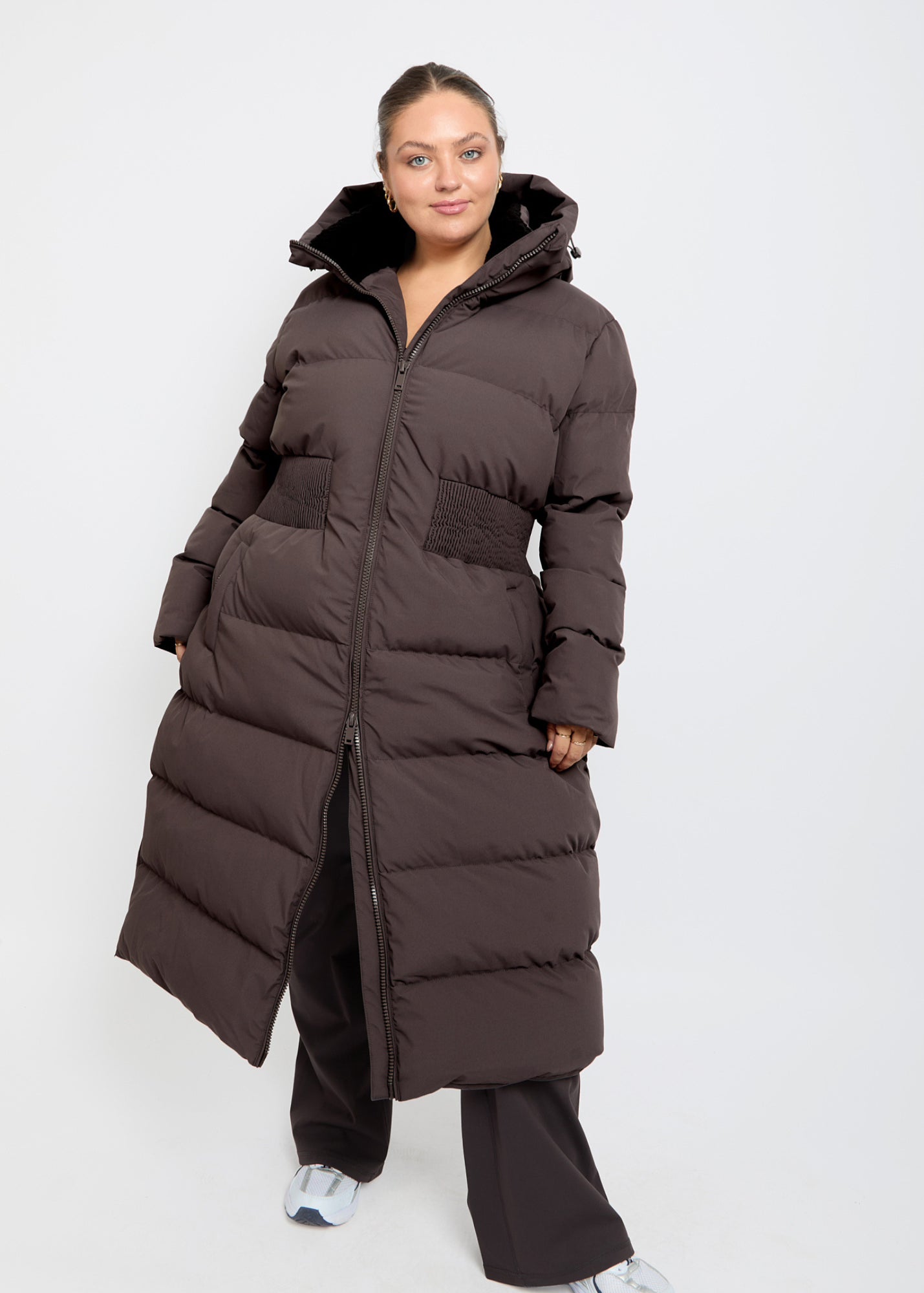 Contour Longline Deep Mocha Puffer Coat - Pre order