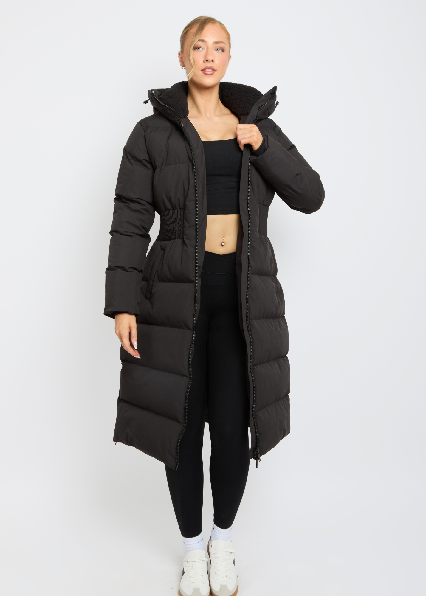 Contour Longline Black Puffer Coat