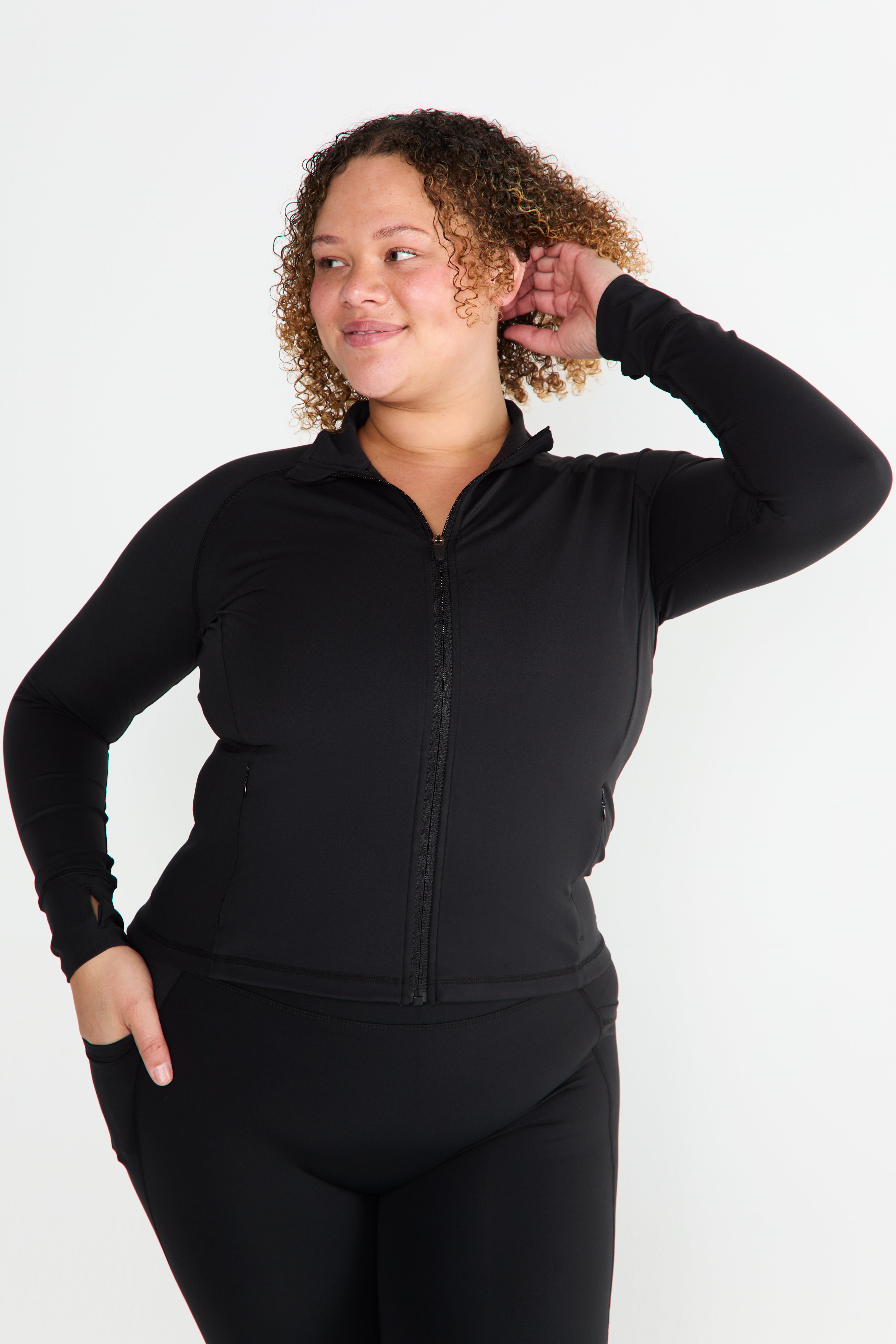 CloudLuxe Black Contour Training Jacket