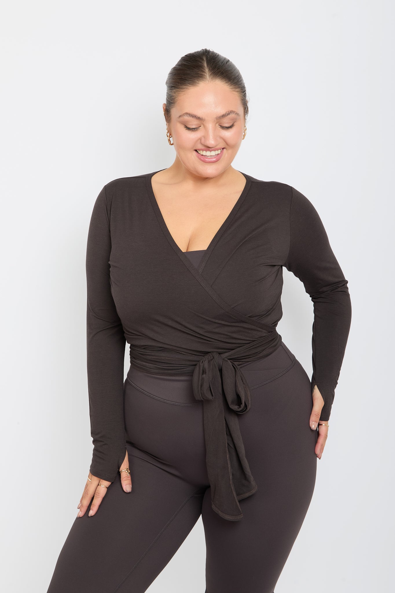 Ultra Soft Bamboo Coffee Wrap Top