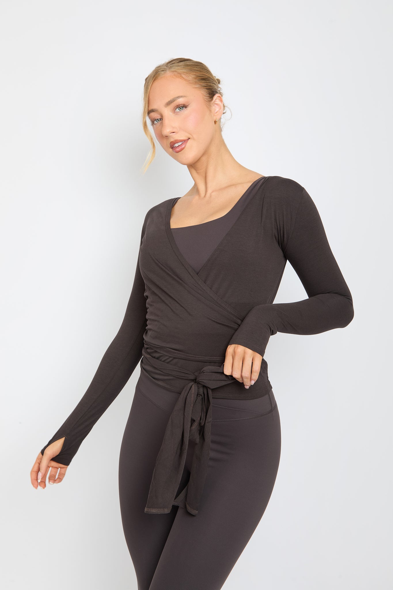 Ultra Soft Bamboo Coffee Wrap Top
