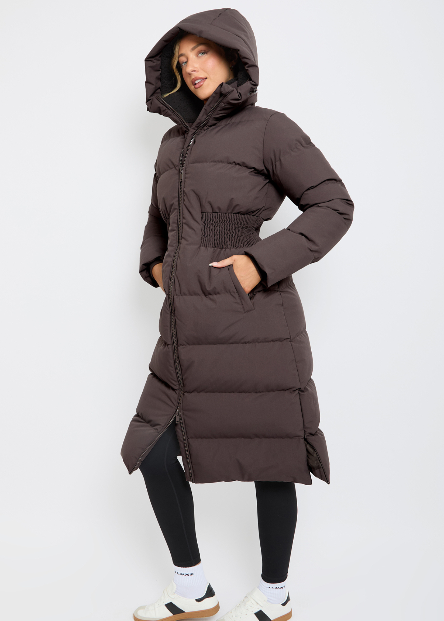 Contour Longline Deep Mocha Puffer Coat - Pre order