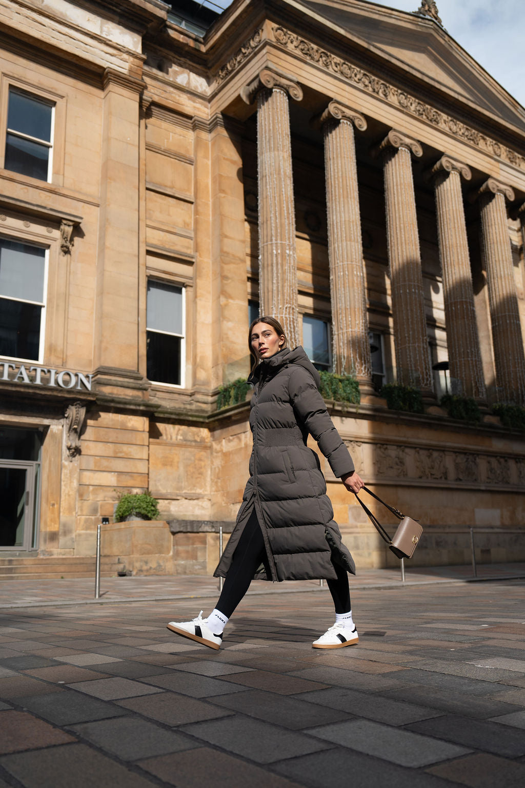 Contour Longline Khaki Puffer Coat