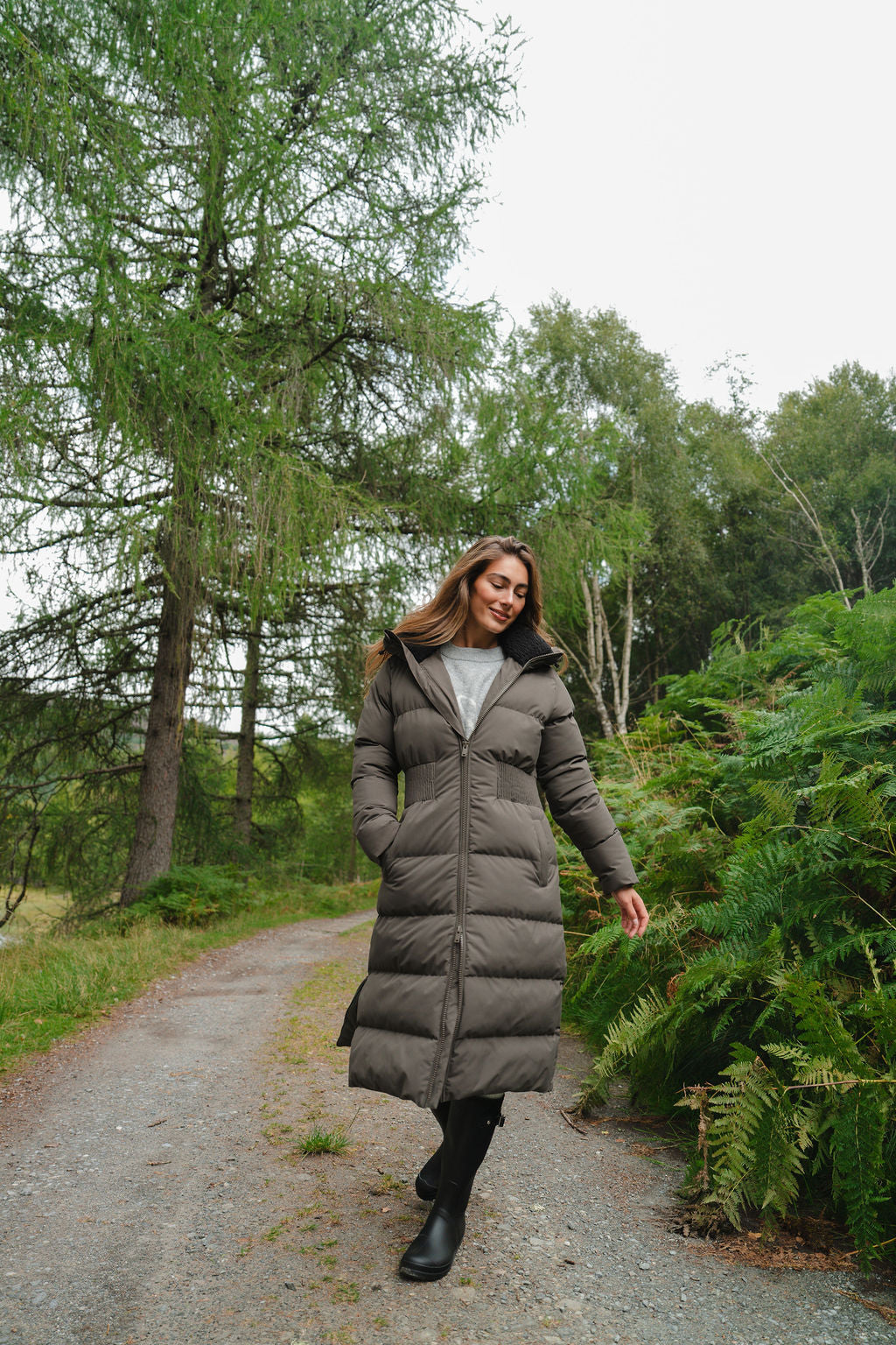 Contour Longline Khaki Puffer Coat - Pre Order