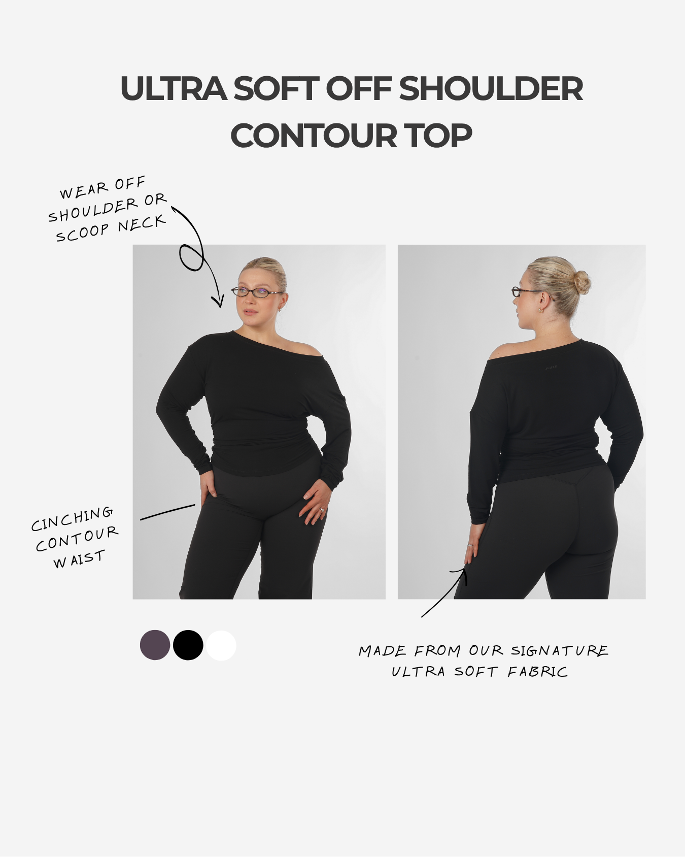 Ultra Soft Black Off Shoulder Contour Top