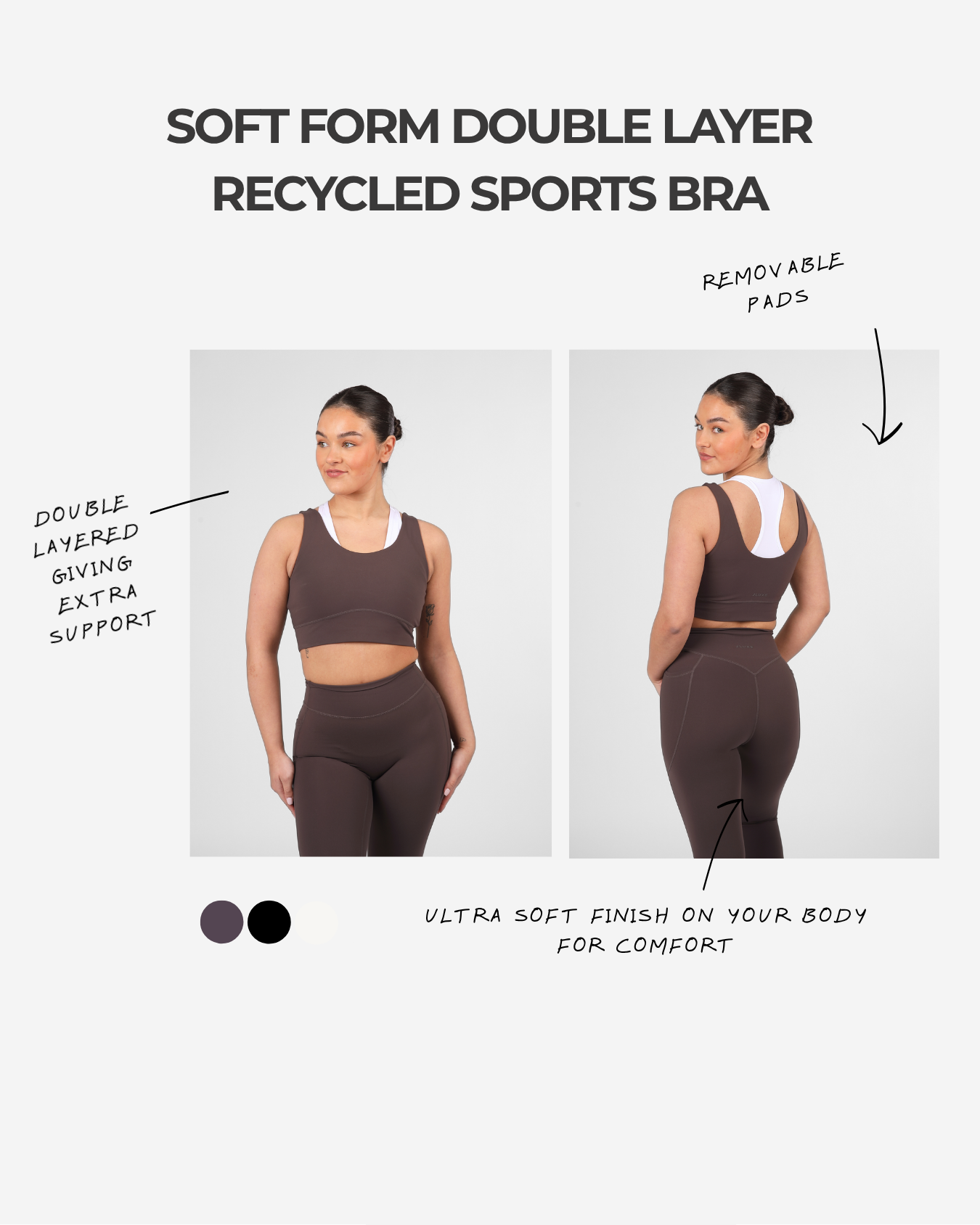 Soft Form Recycled Mocha Double Layer Recycled Sports Bra
