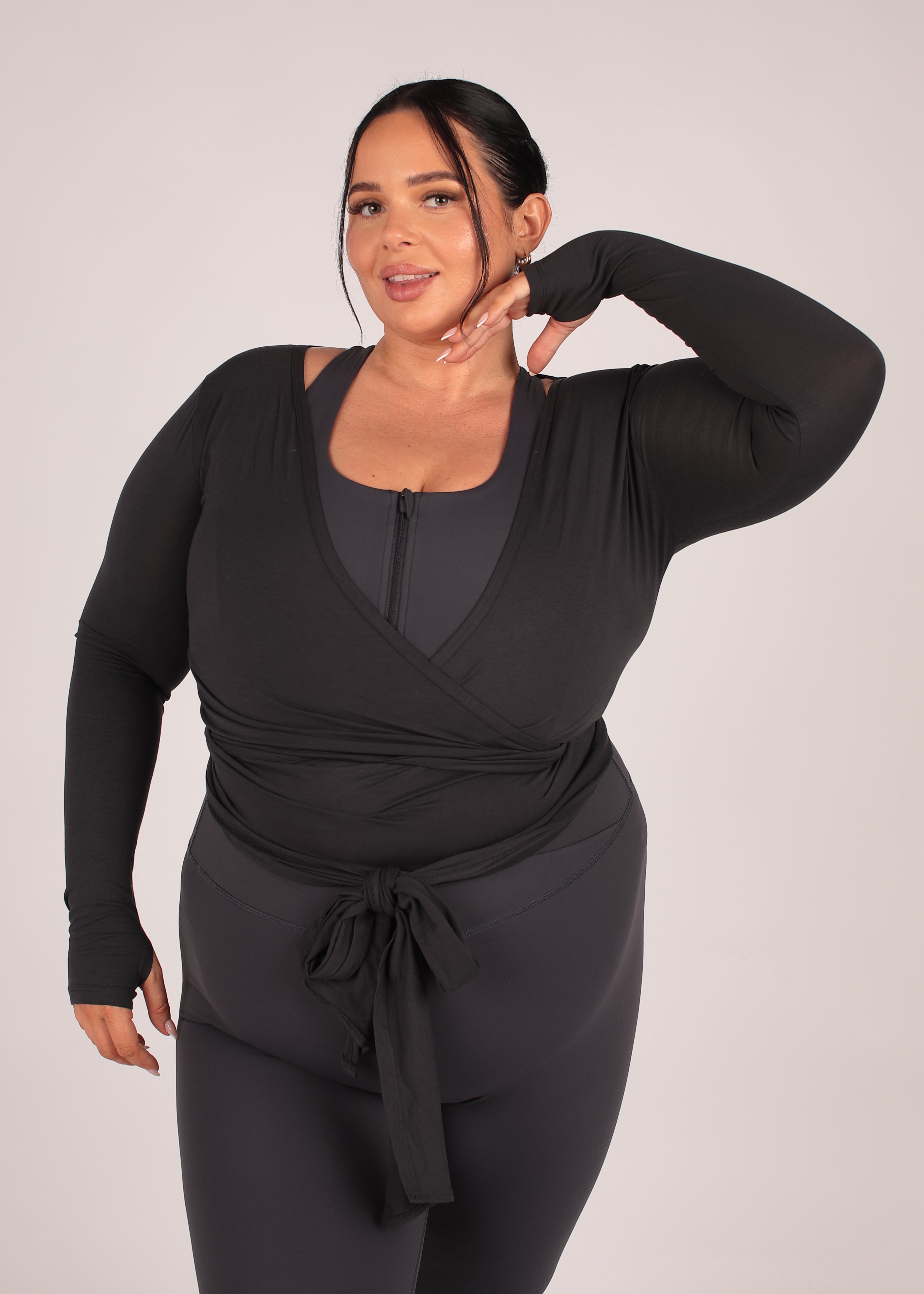Ultra Soft Bamboo Soft Charcoal Wrap Top