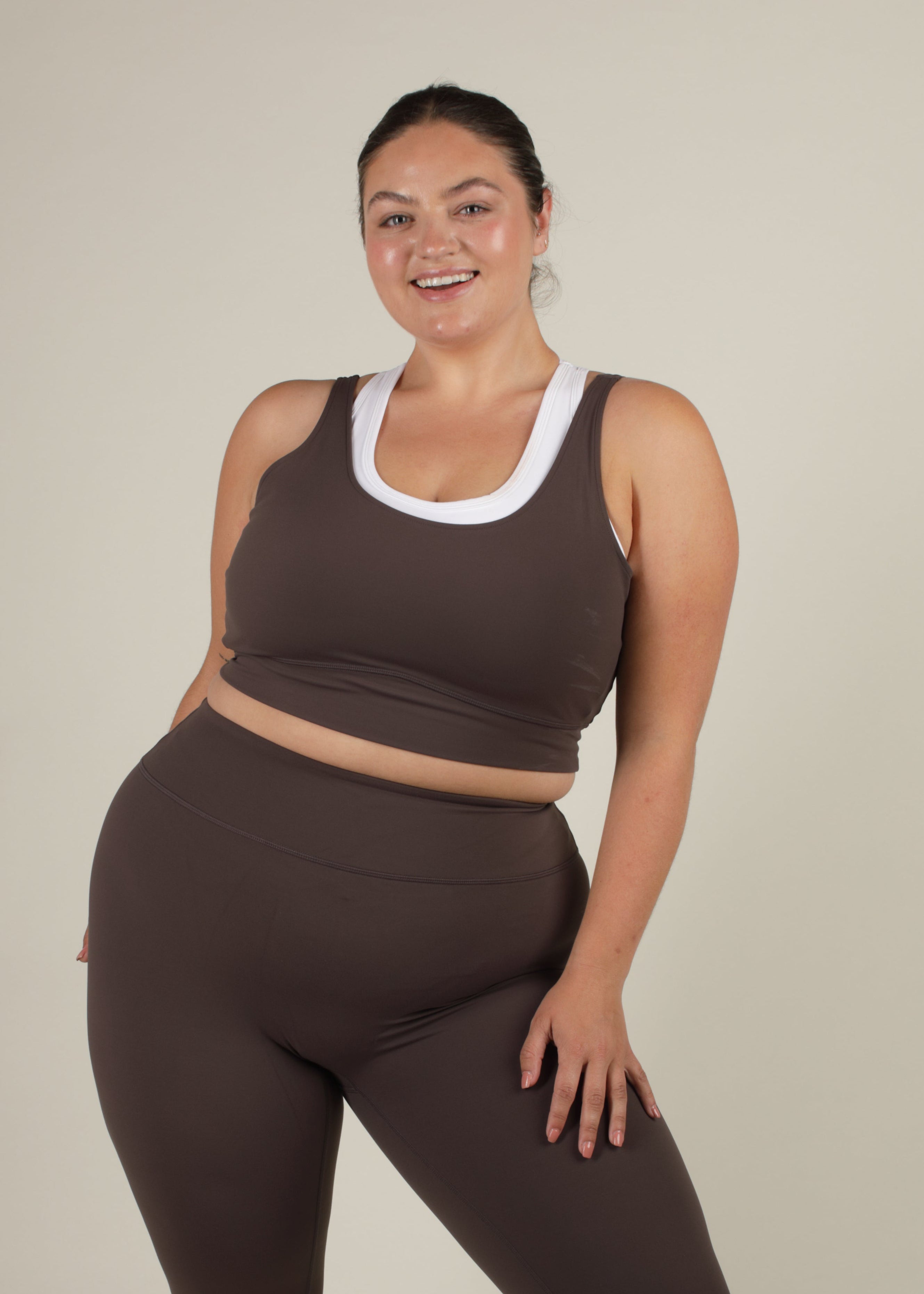 Recycled Double Layer Deep Mocha Sports Bra
