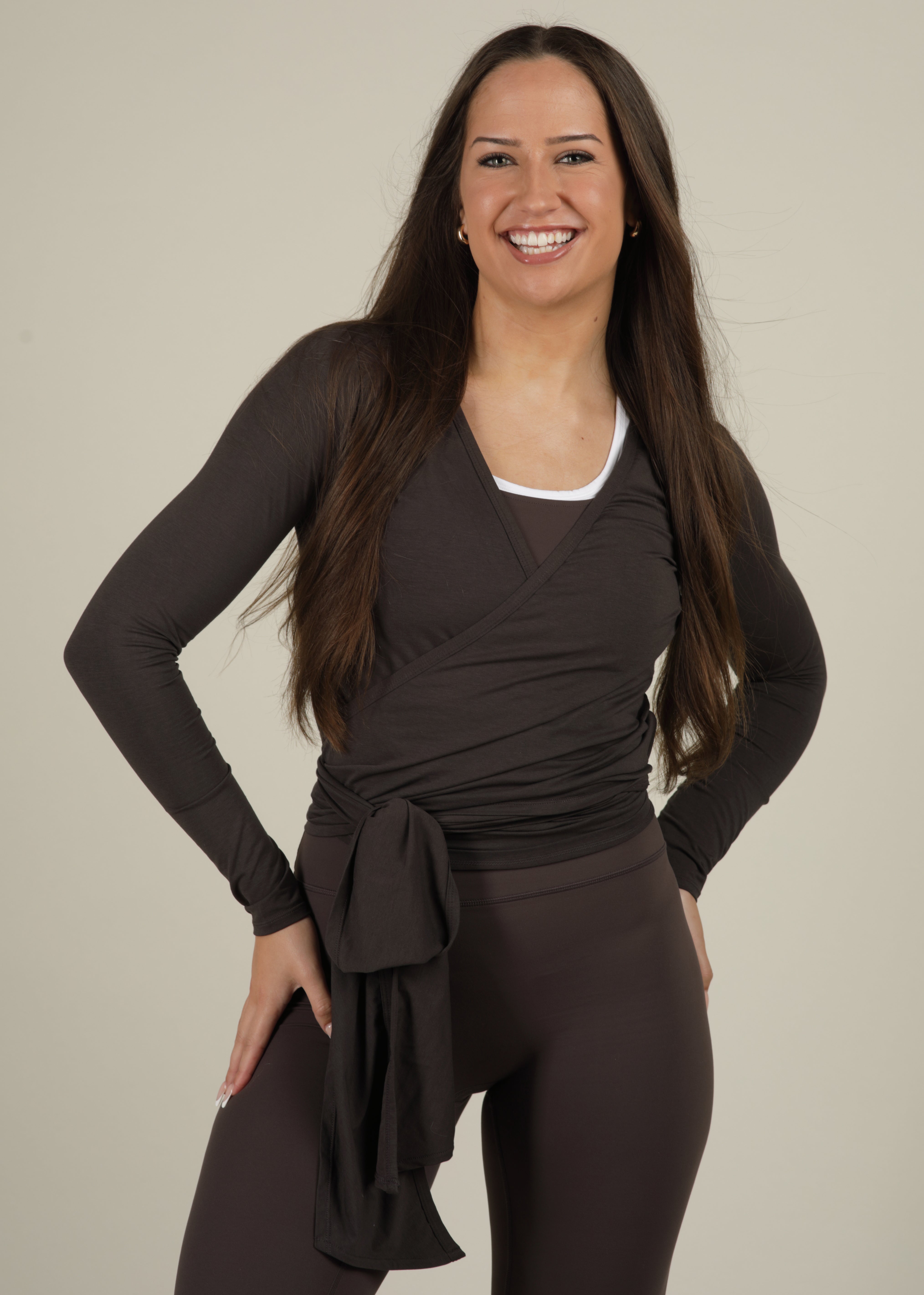 Ultra Soft Bamboo Deep Mocha Wrap Top