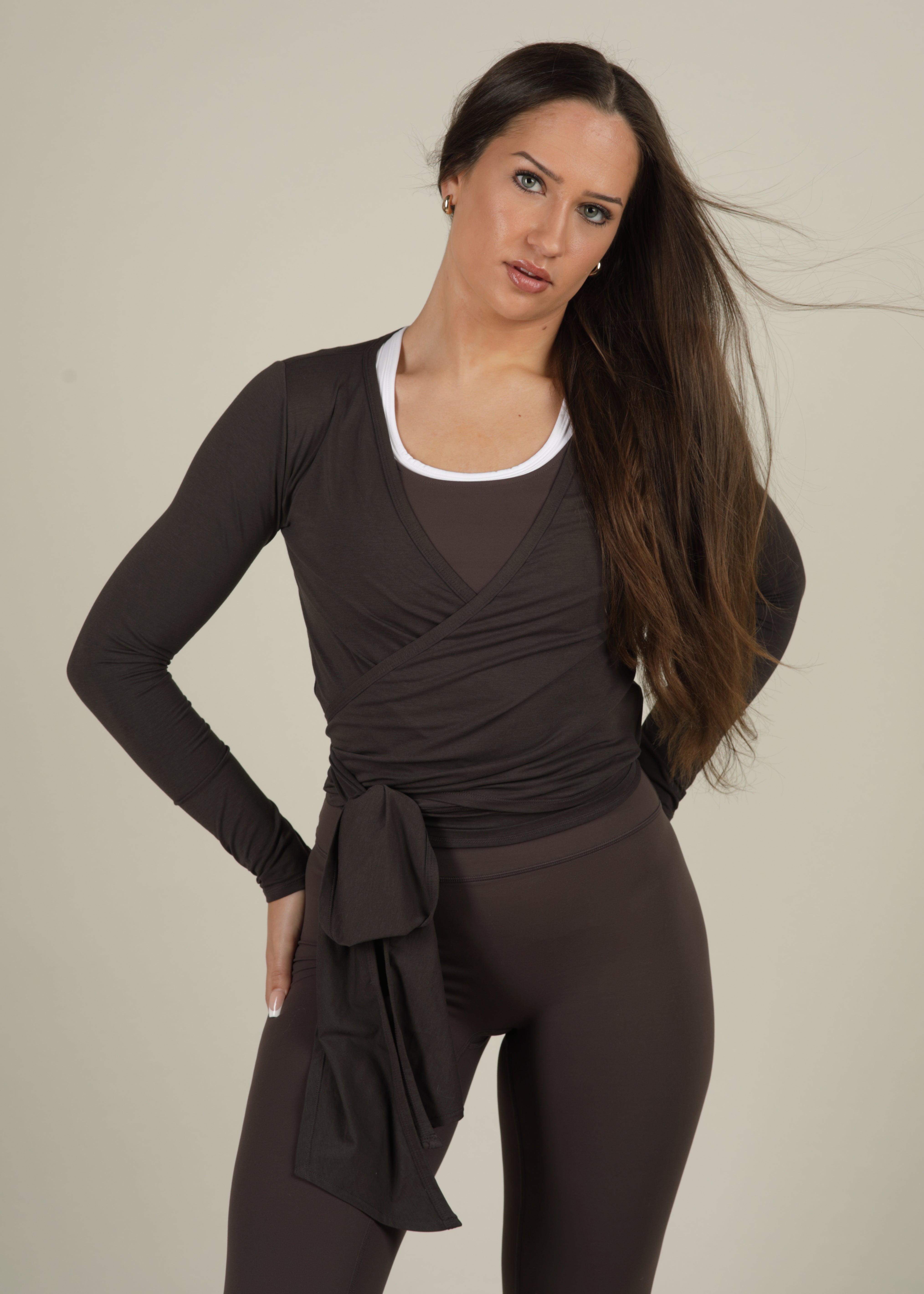 Ultra Soft Bamboo Deep Mocha Wrap Top