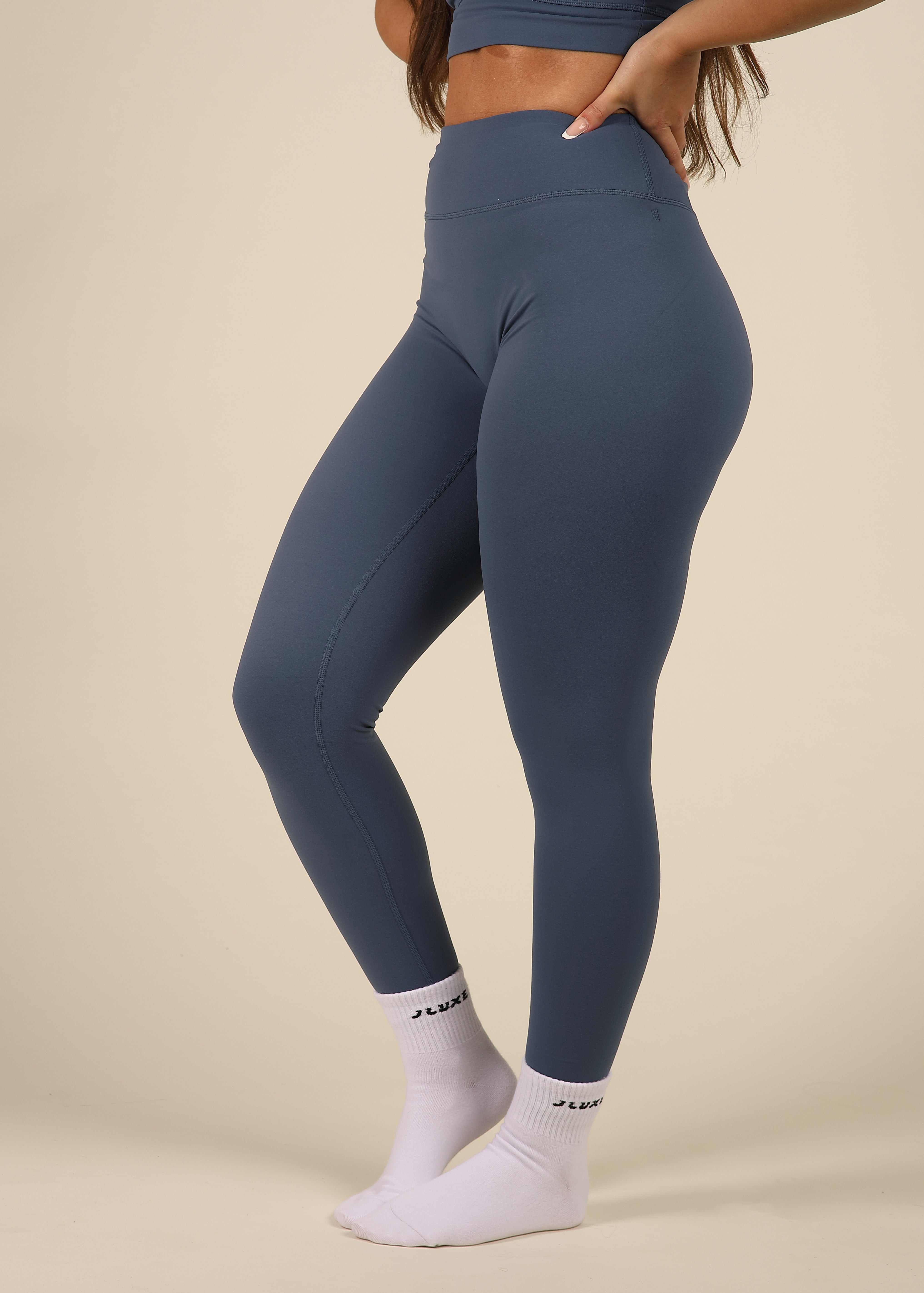 Recycled High Rise Denim Blue Essential Legging