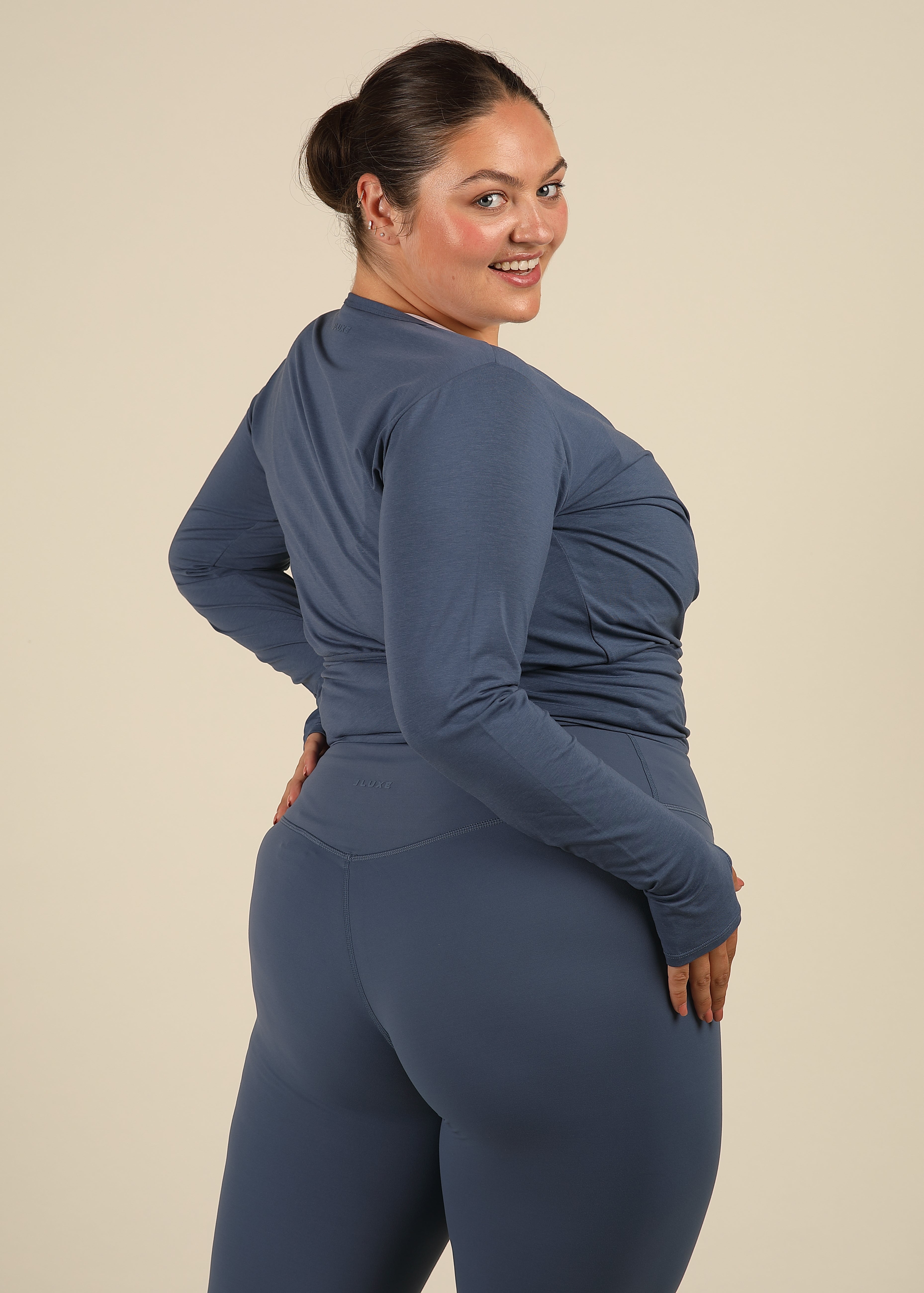Ultra Soft Bamboo Denim Blue Wrap Top