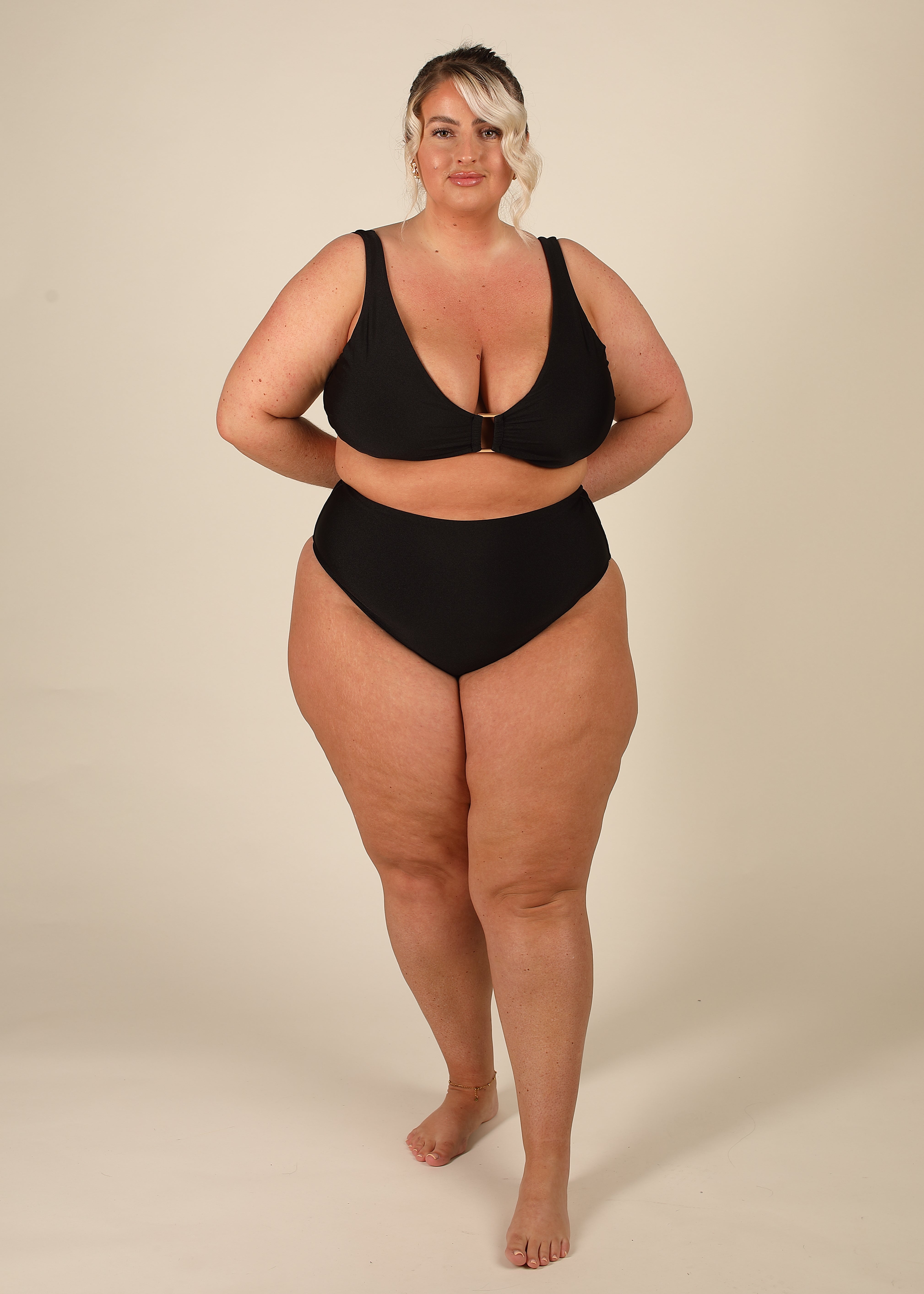 Contour High Waisted Black Tummy Control Bikini Set