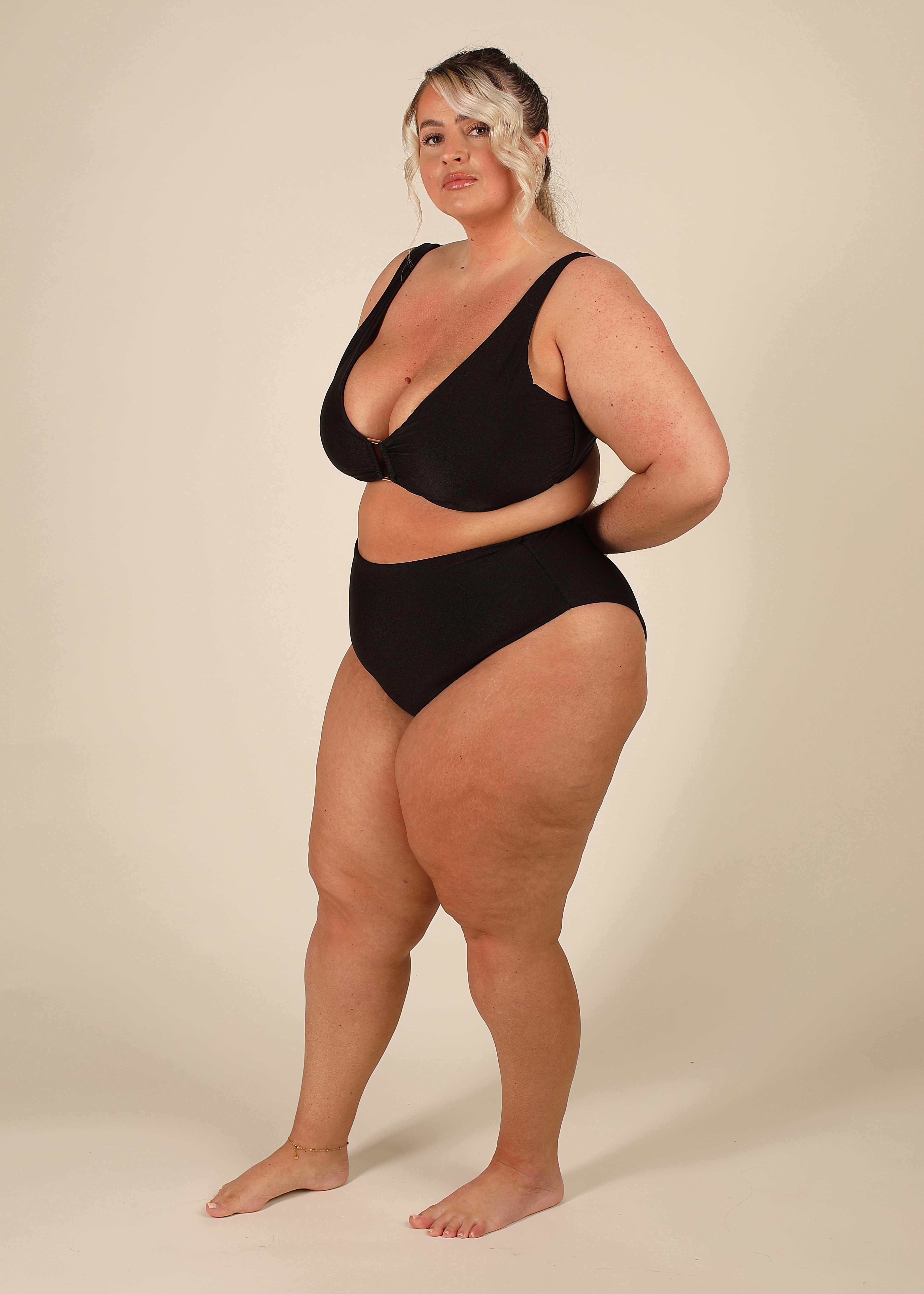 Contour High Waisted Black Tummy Control Bikini Set