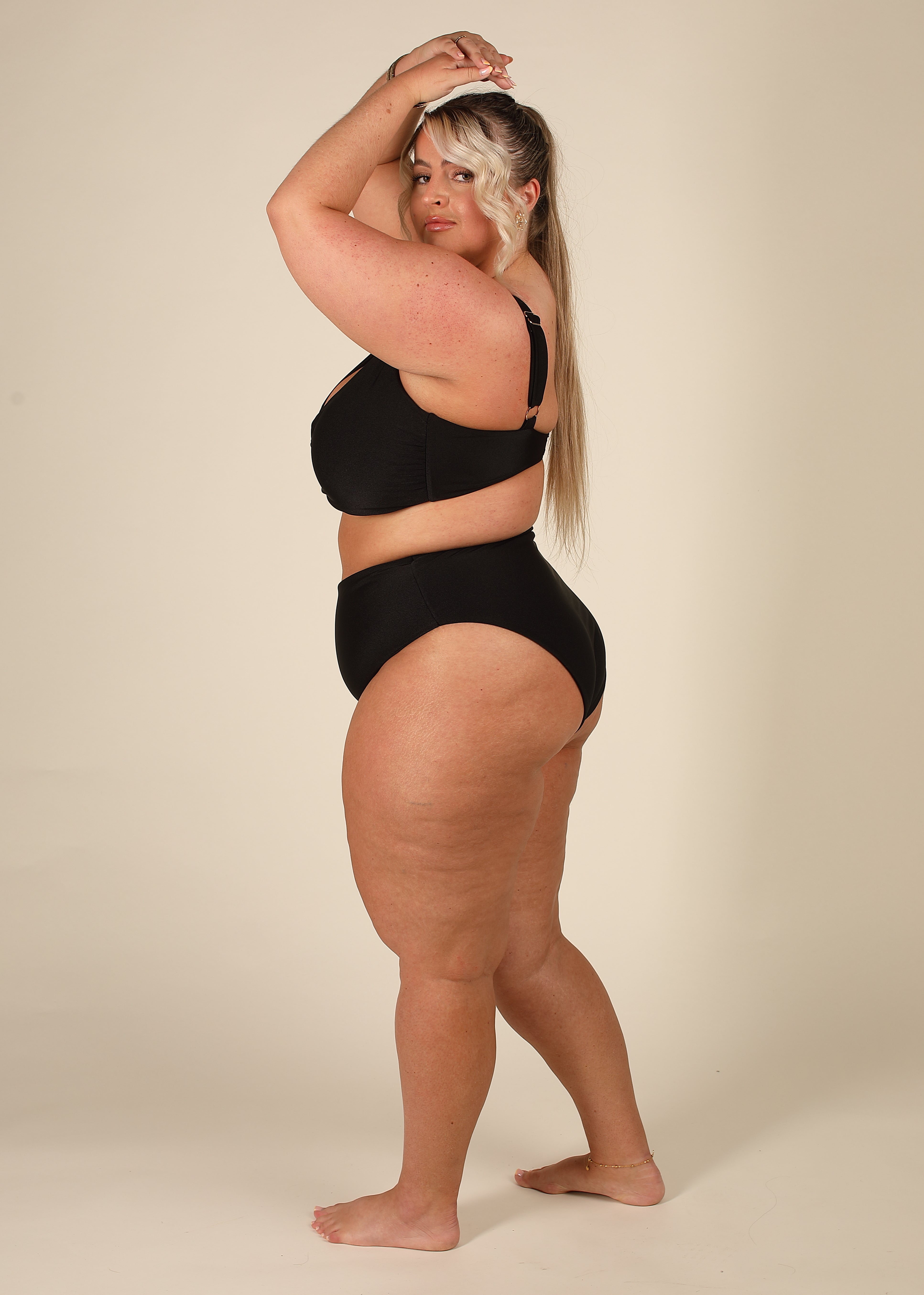 Contour High Waisted Black Tummy Control Bikini Set