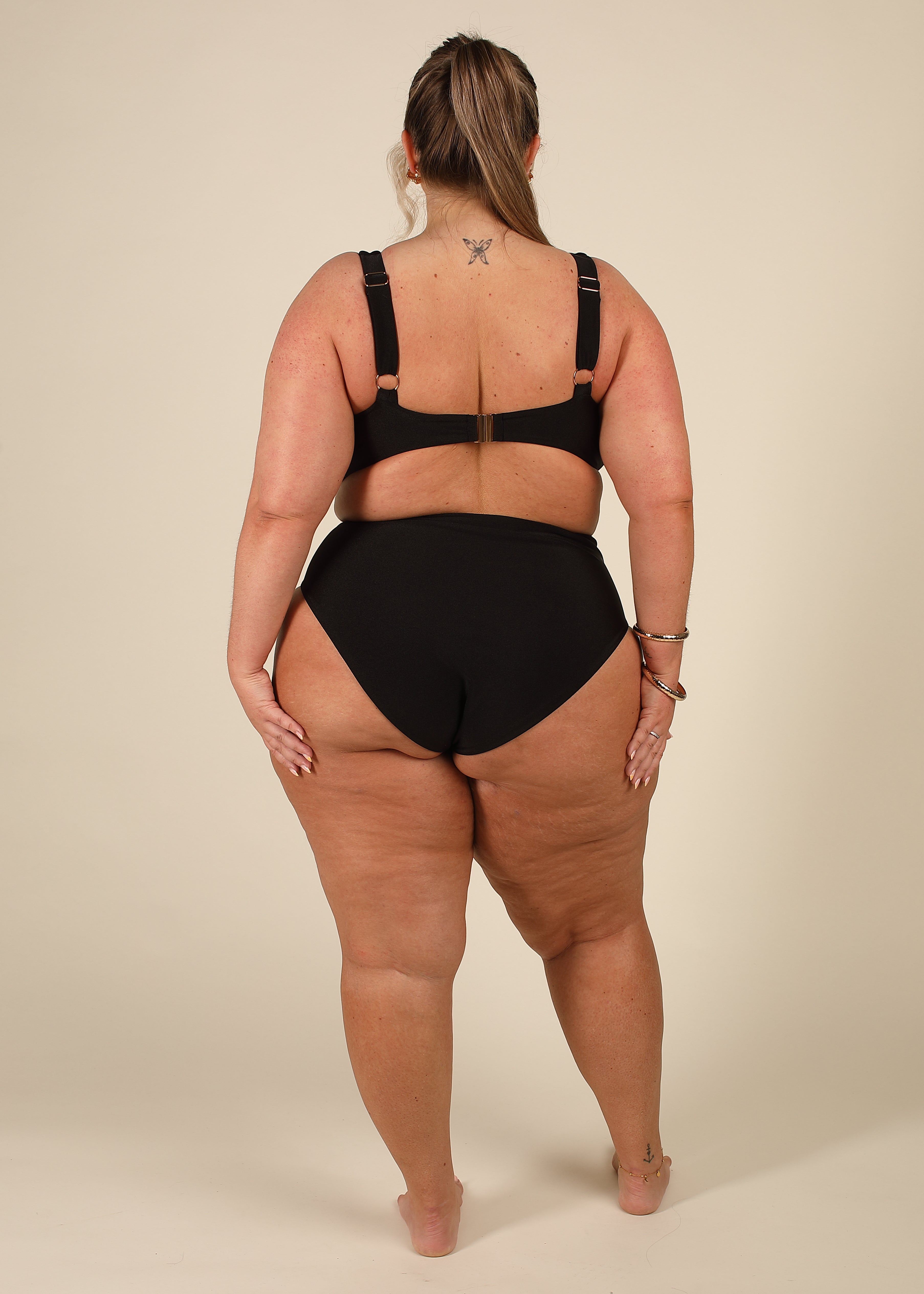 Contour High Waisted Black Tummy Control Bikini Set
