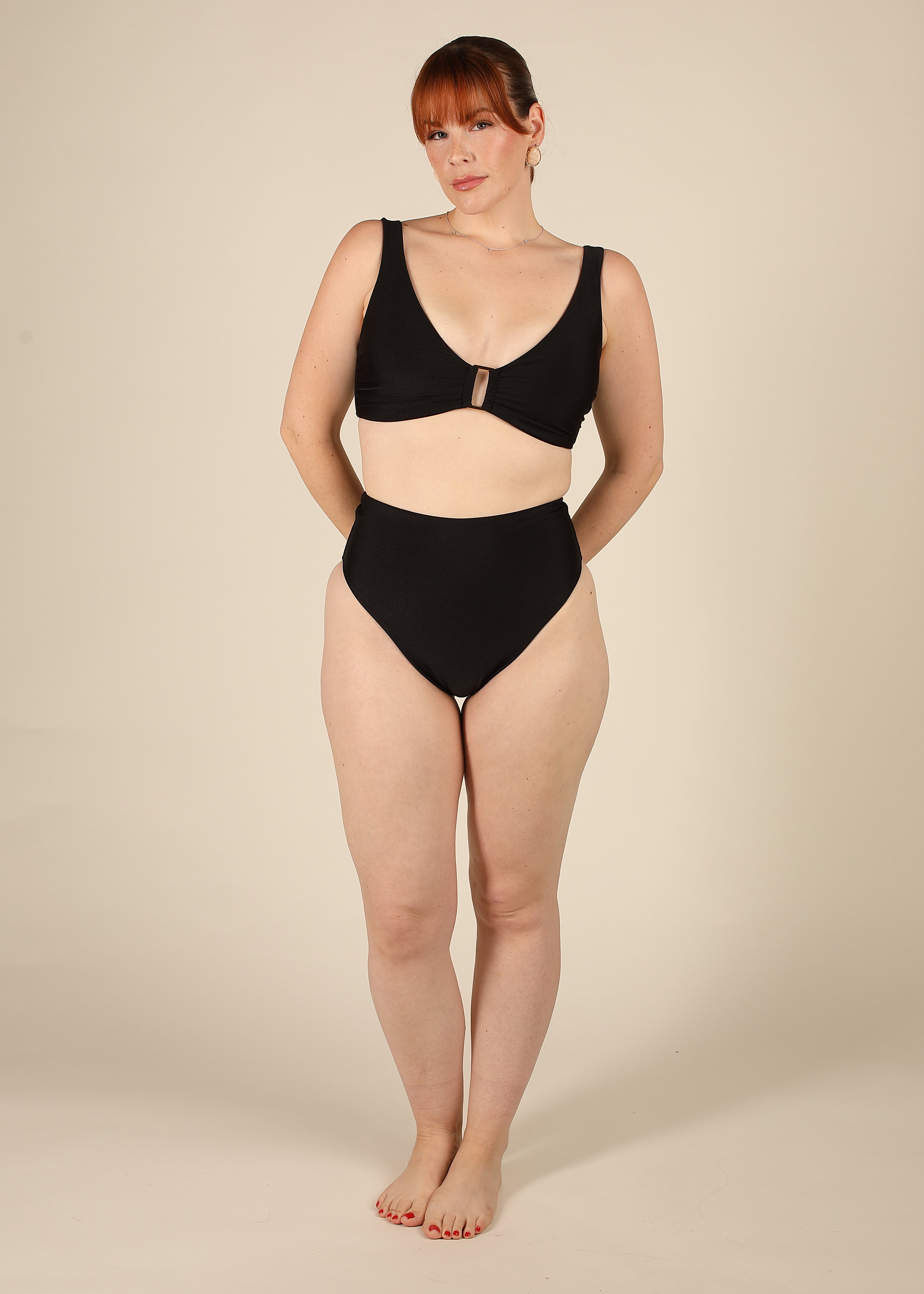 Contour High Waisted Black Tummy Control Bikini Set
