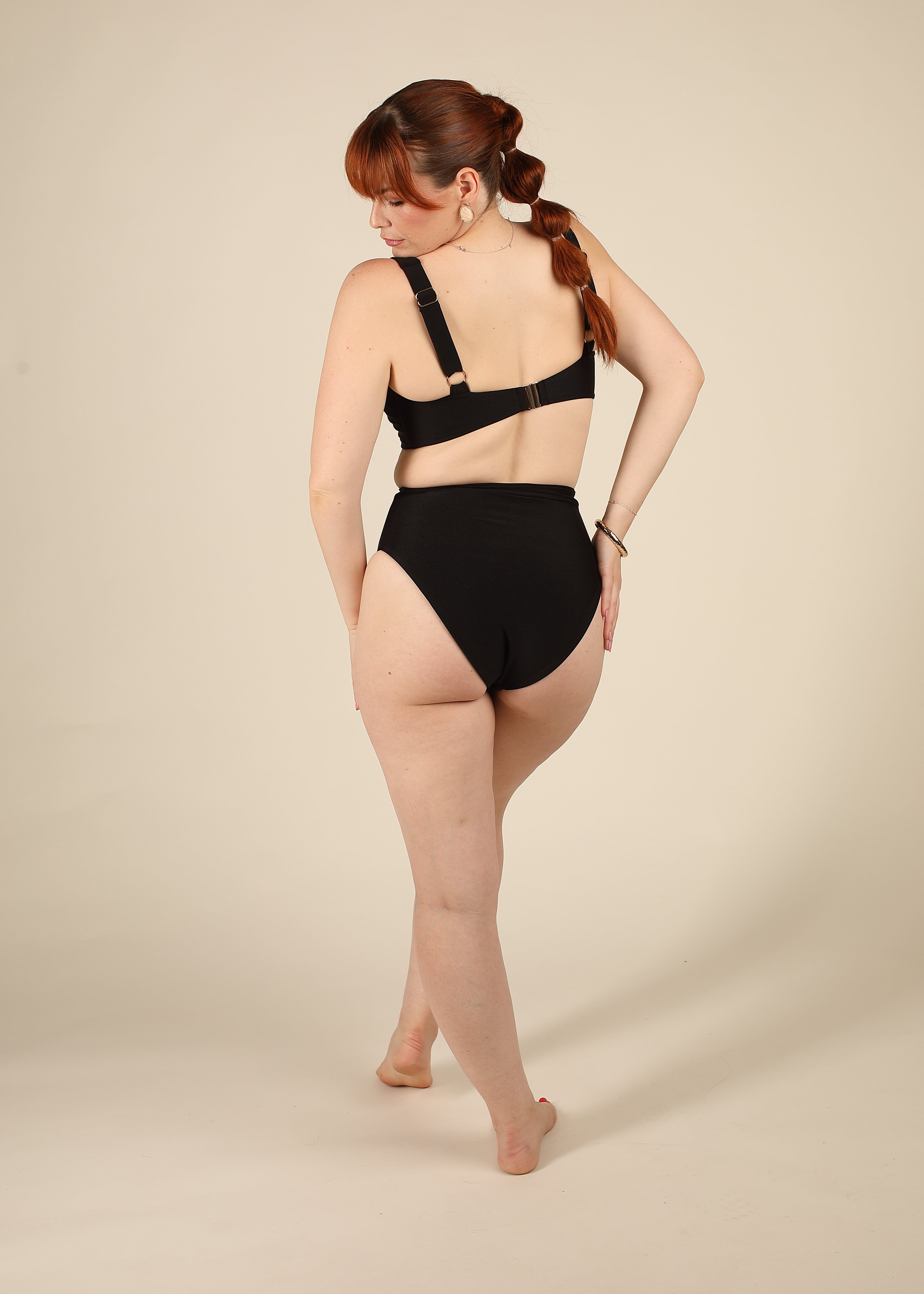 Contour High Waisted Black Tummy Control Bikini Set