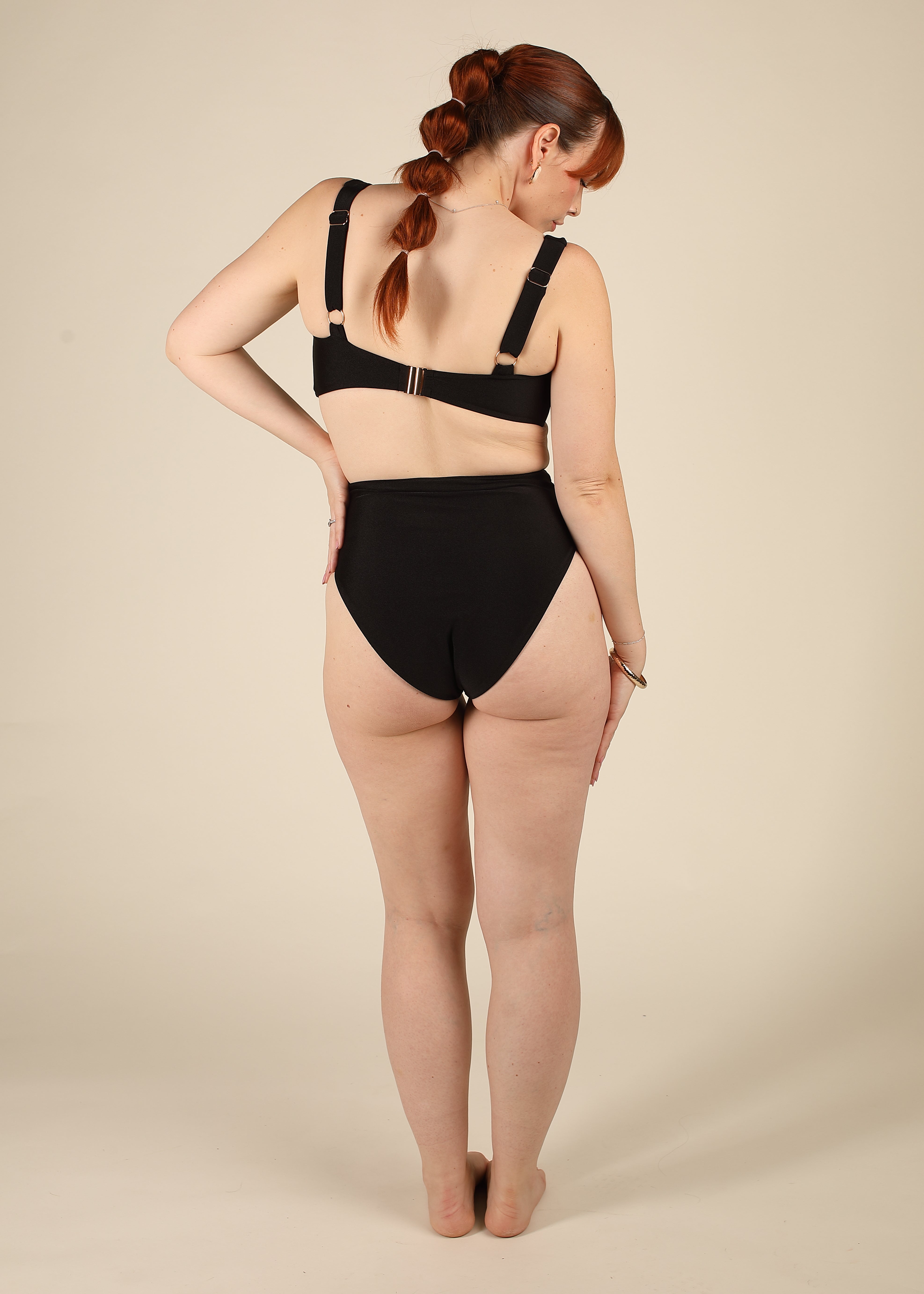 Contour High Waisted Black Tummy Control Bikini Set