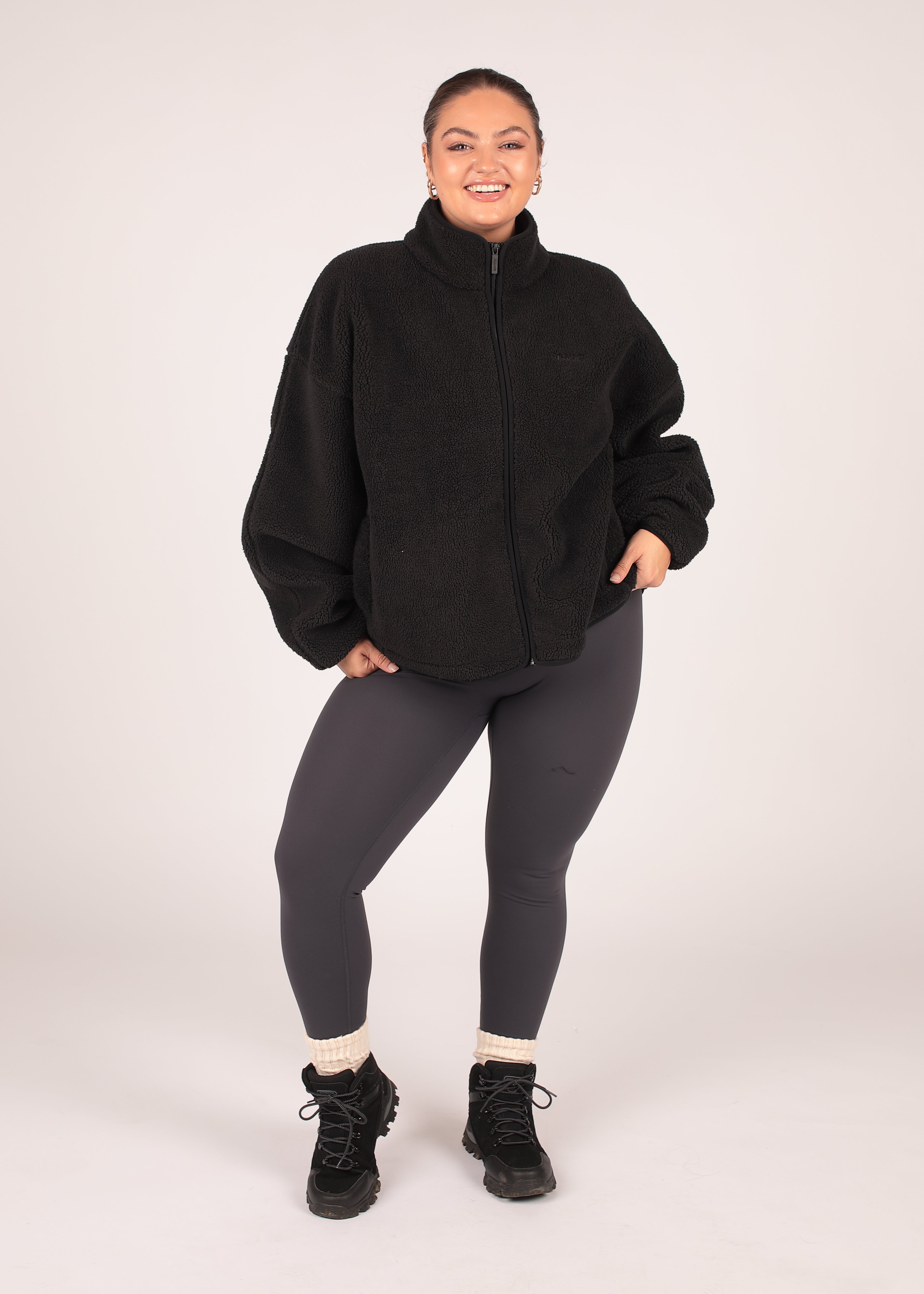 Soft Charcoal Zip Up Borg Fleece