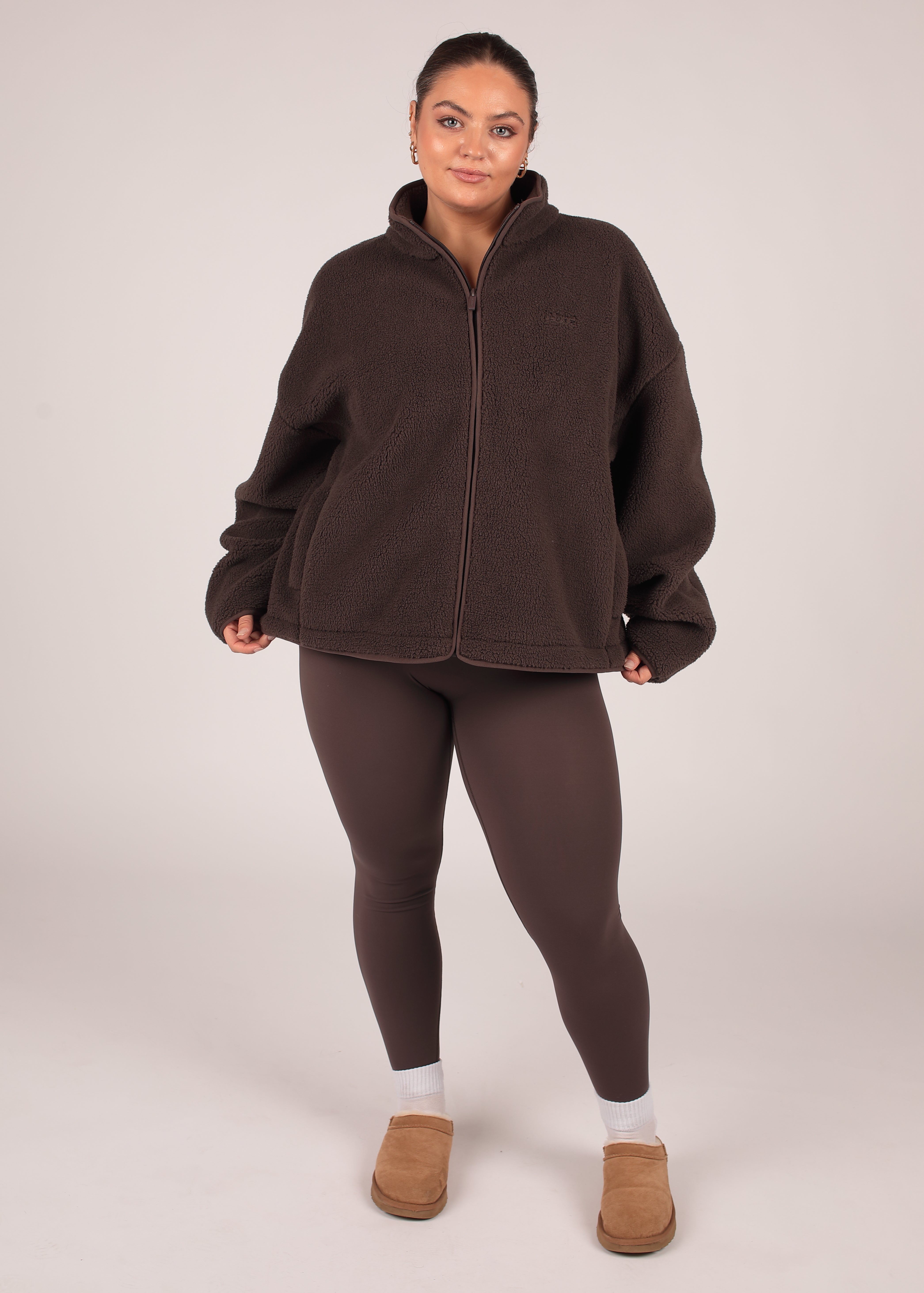 Coffee Zip Up Borg Fleece