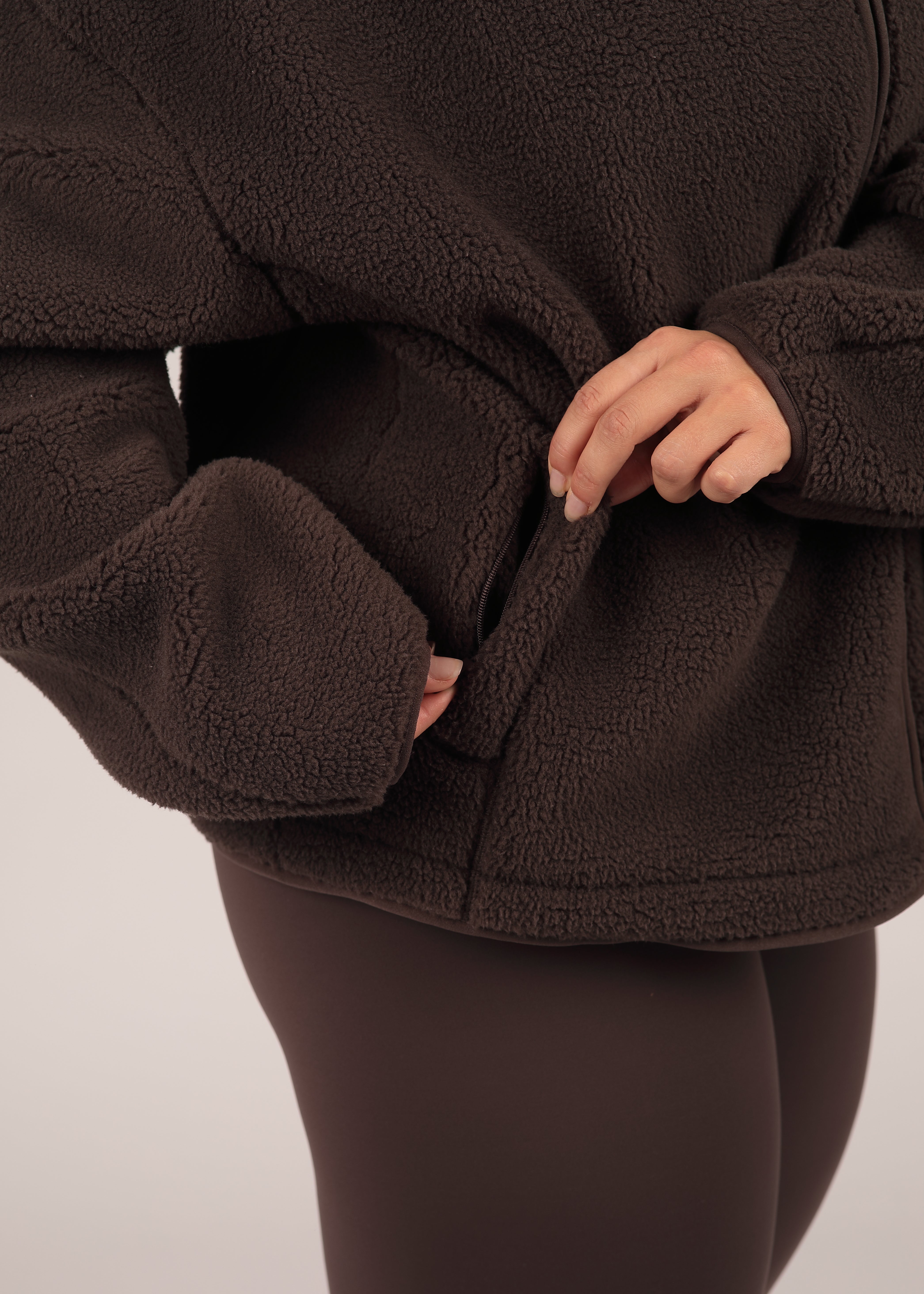 Coffee Zip Up Borg Fleece