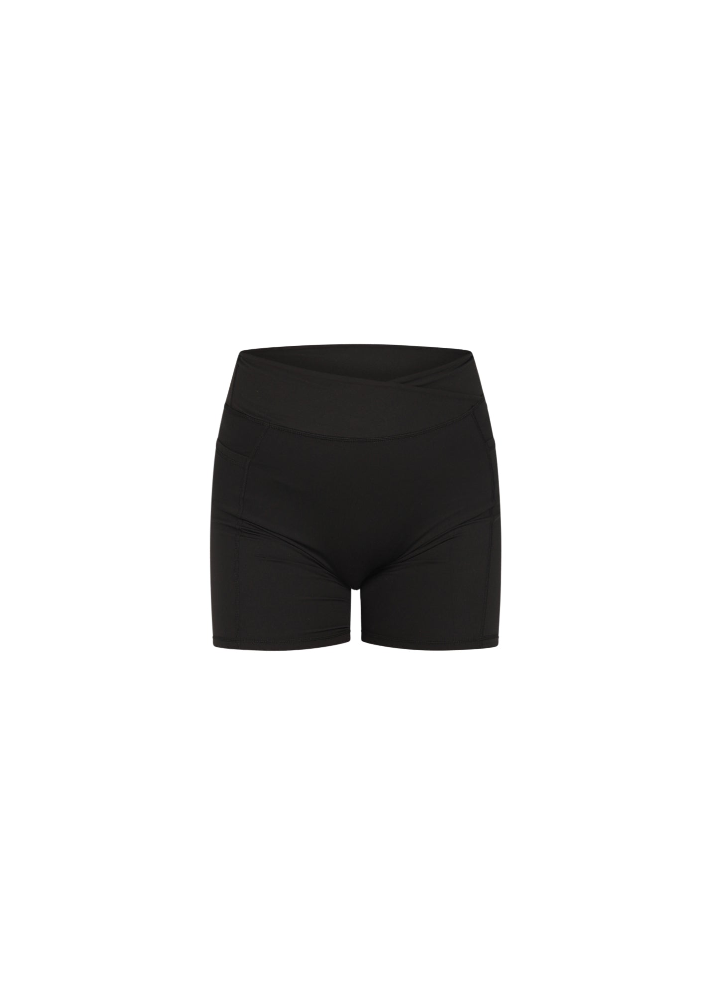 CloudLuxe Black Wrap Pocket 7" Shorts