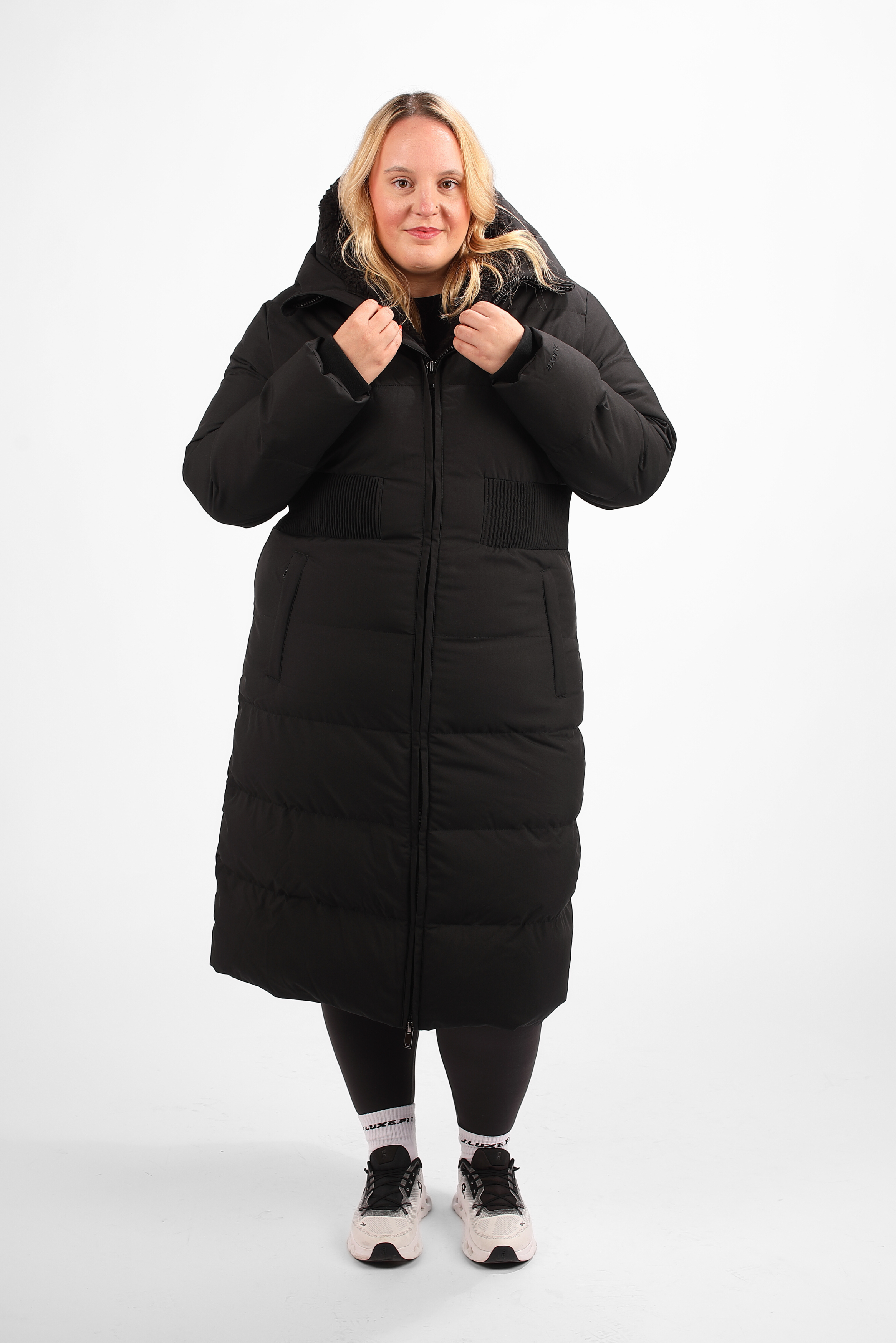 Contour Long Line Black Puffer Coat - Pre order