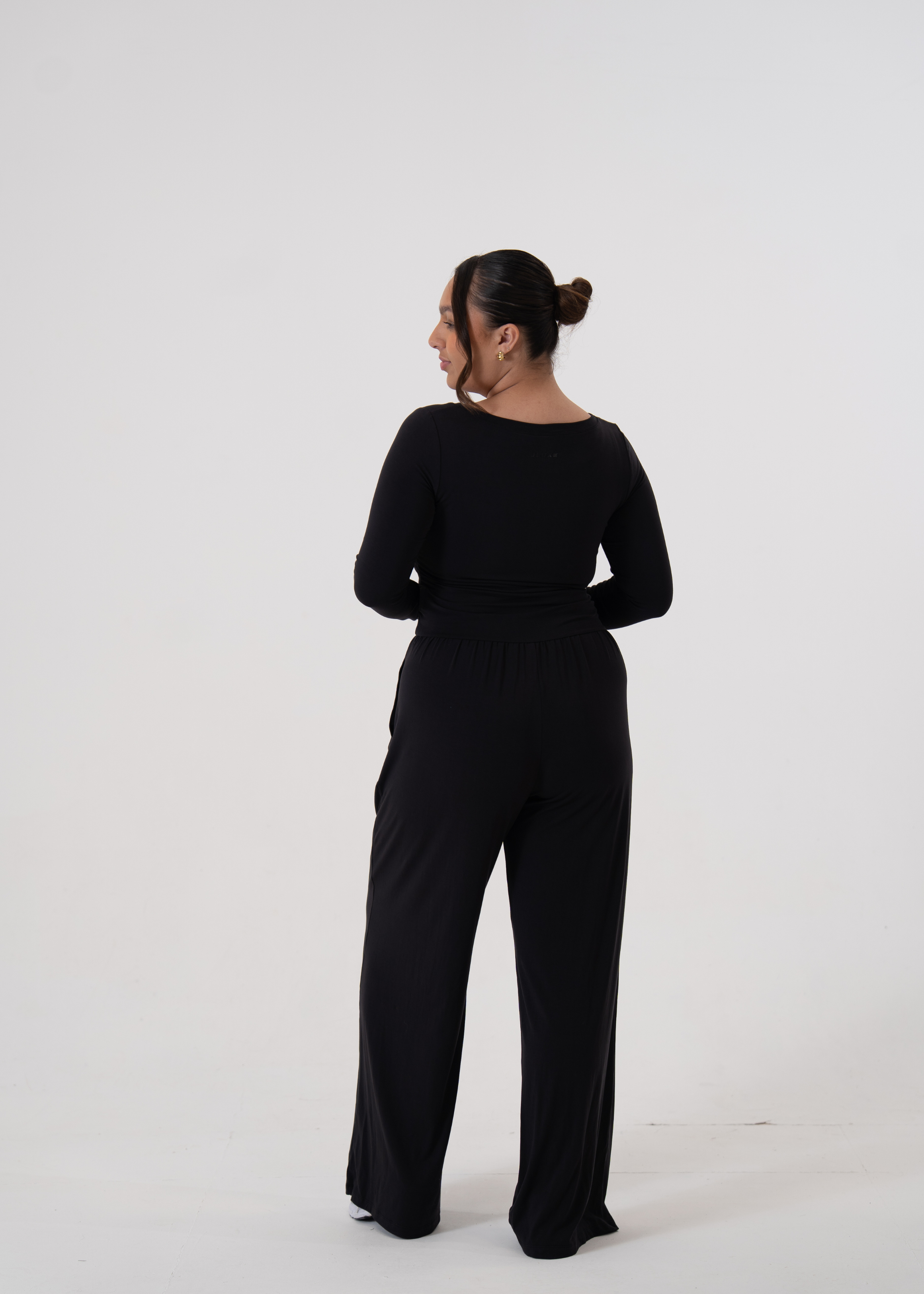 Ultra Soft Charcoal Bamboo Long Sleeve Contour Jumpsuit