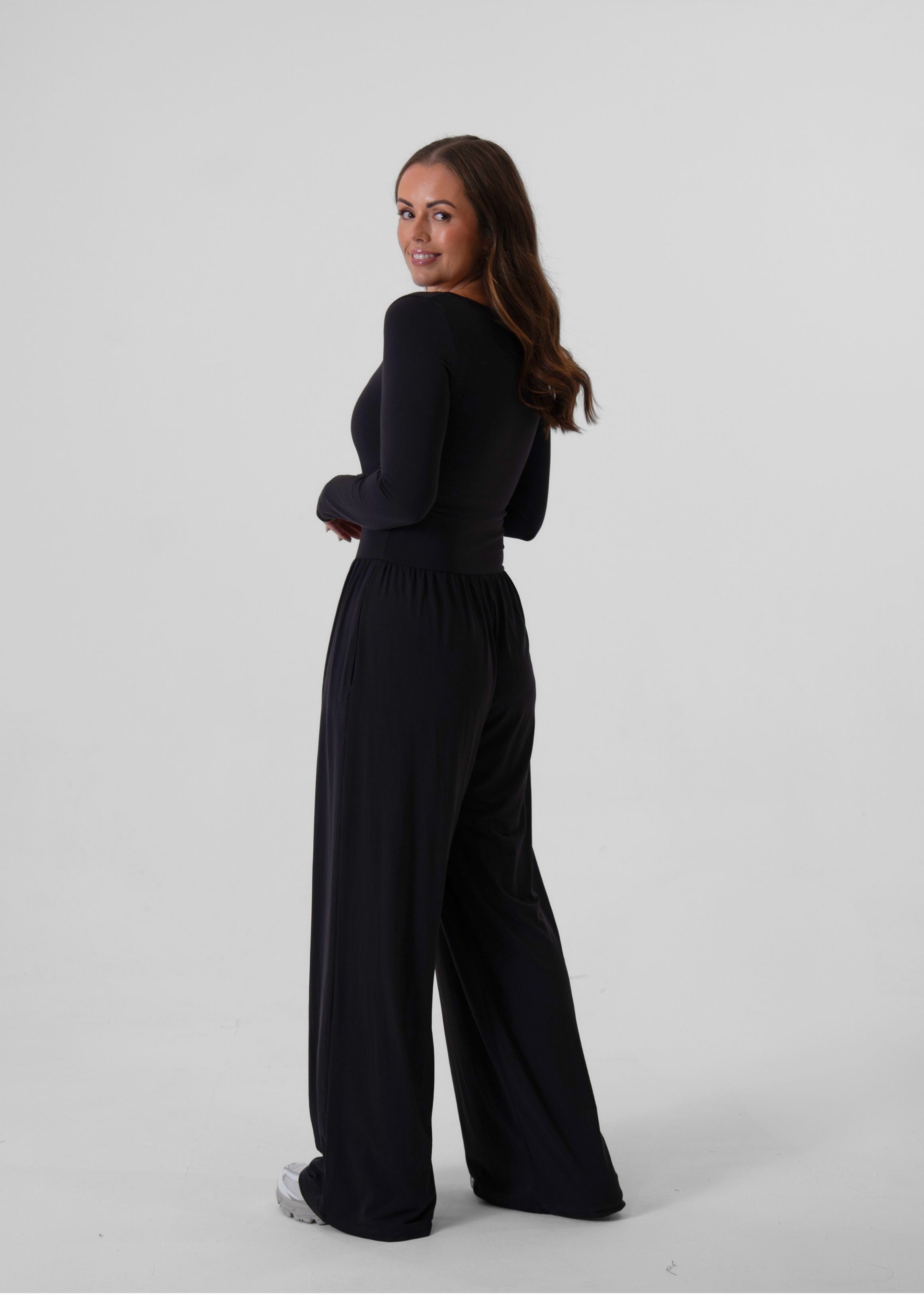 Ultra Soft Charcoal Bamboo Long Sleeve Contour Jumpsuit