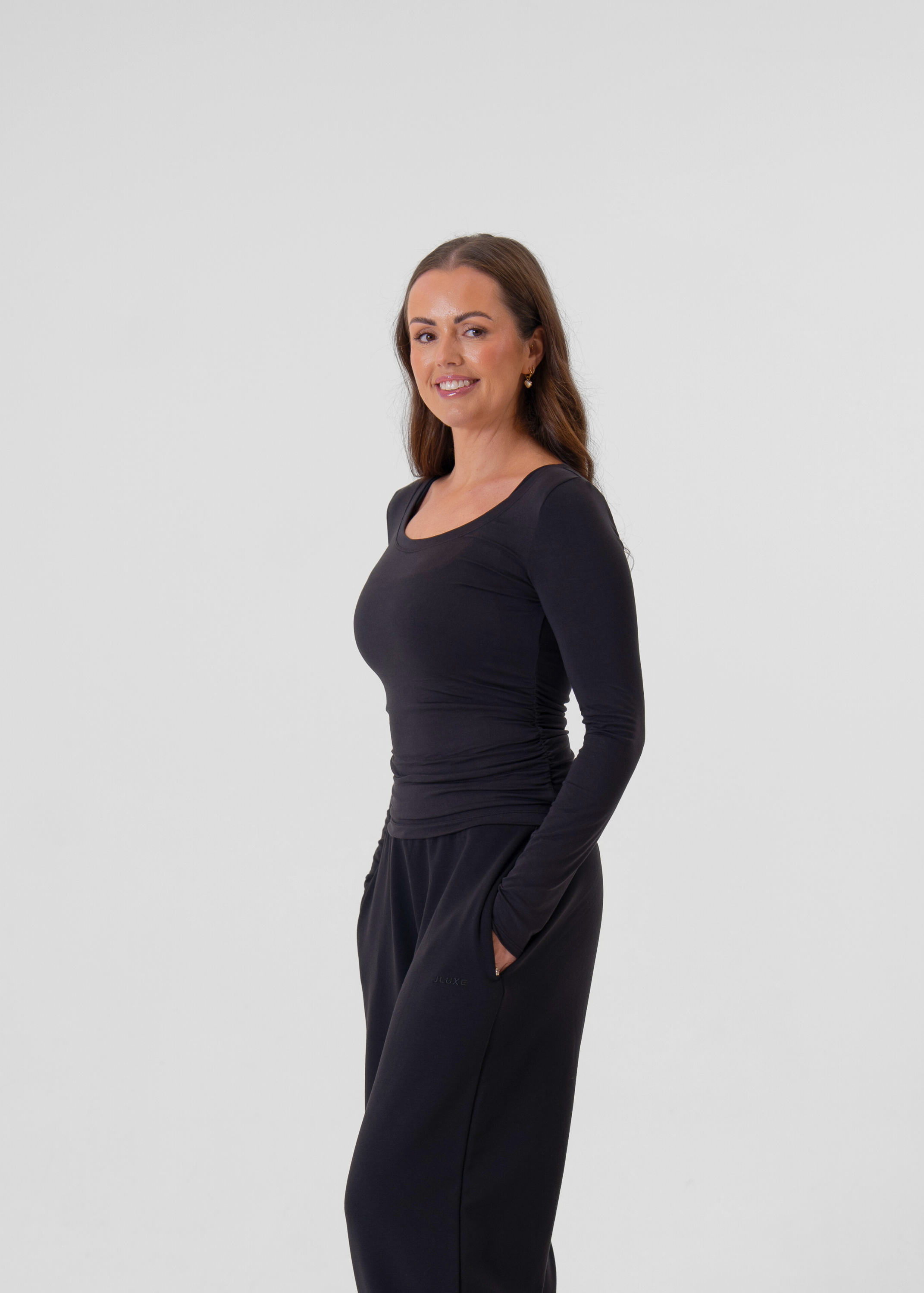Ultra Soft Charcoal Bamboo Long Sleeve Contour Top