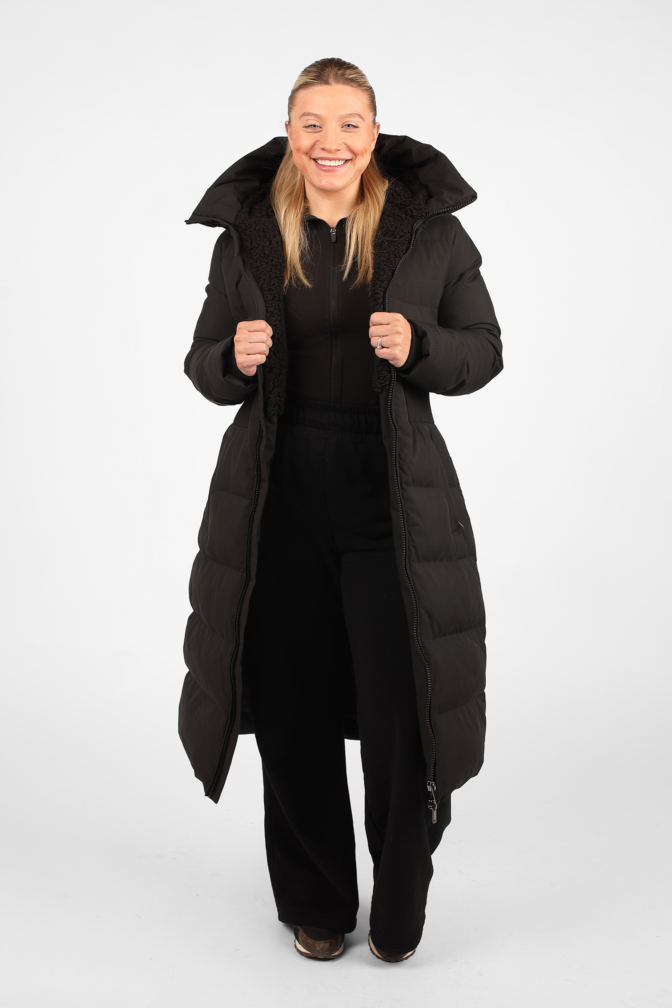 Contour Long Line Black Puffer Coat - Pre order