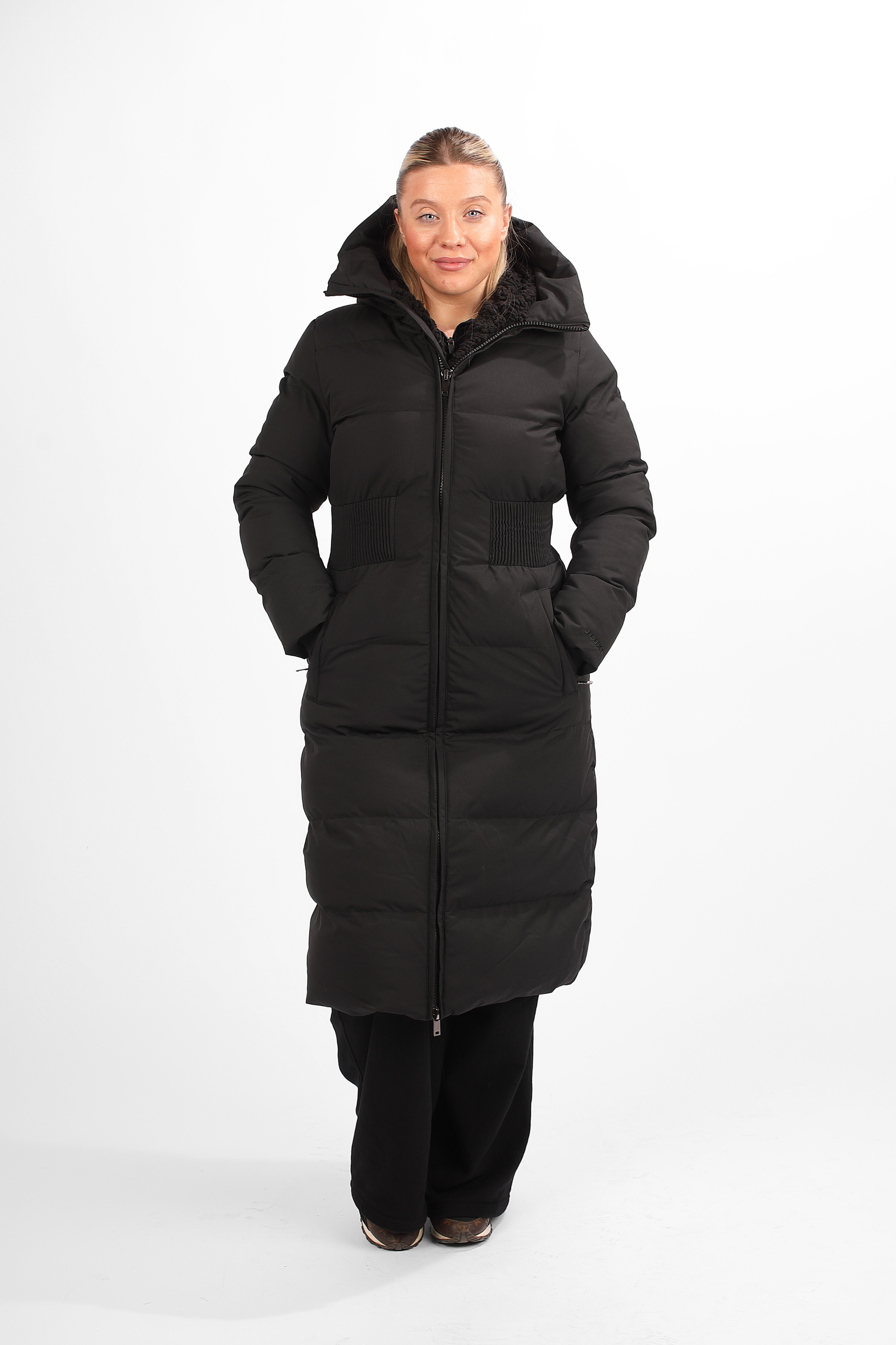 Contour Long Line Black Puffer Coat - Pre order