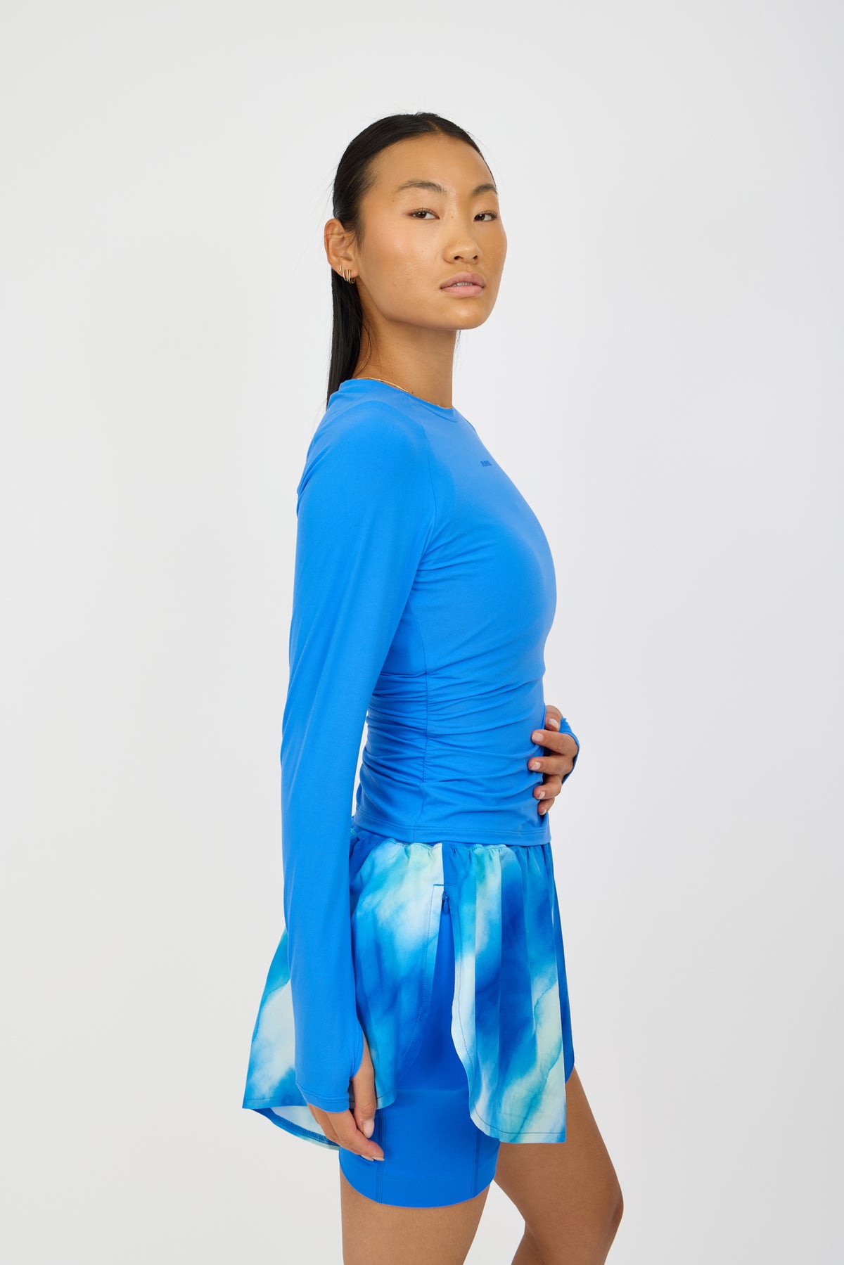Air Soft Motion Long Sleeve Ocean Blue Top