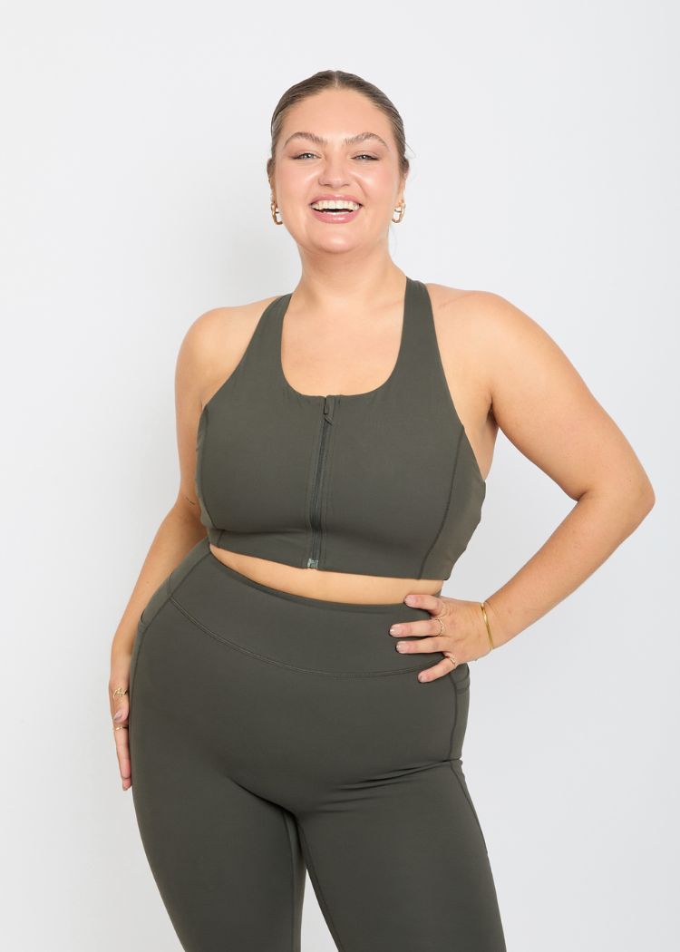 CloudLuxe Core Khaki Zip Bra